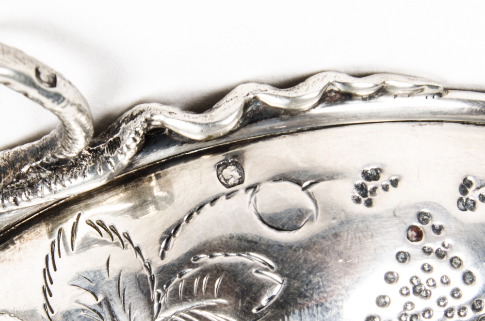 Five Small Sterling Silver Tastevins with Snake Handles