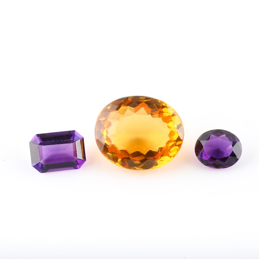 10.30 CTW Amethyst Loose Gemstones and 28.73 CTS Citrine Gemstone