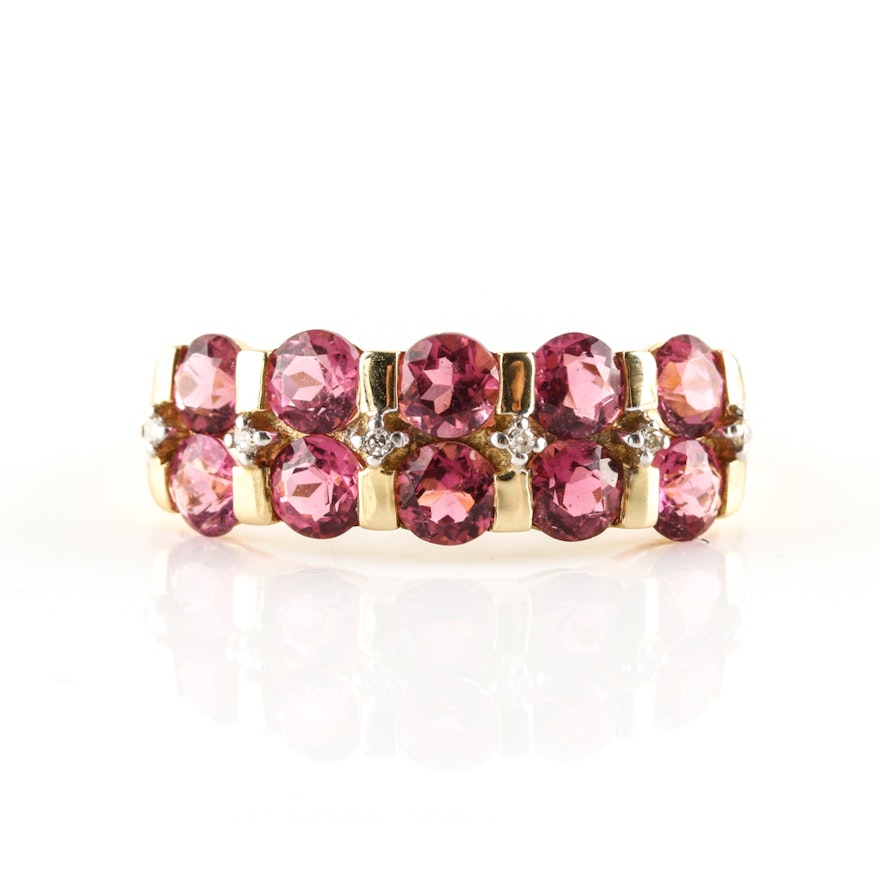 14K Yellow Gold 2.40 CTW Pink Tourmaline and Diamond Ring