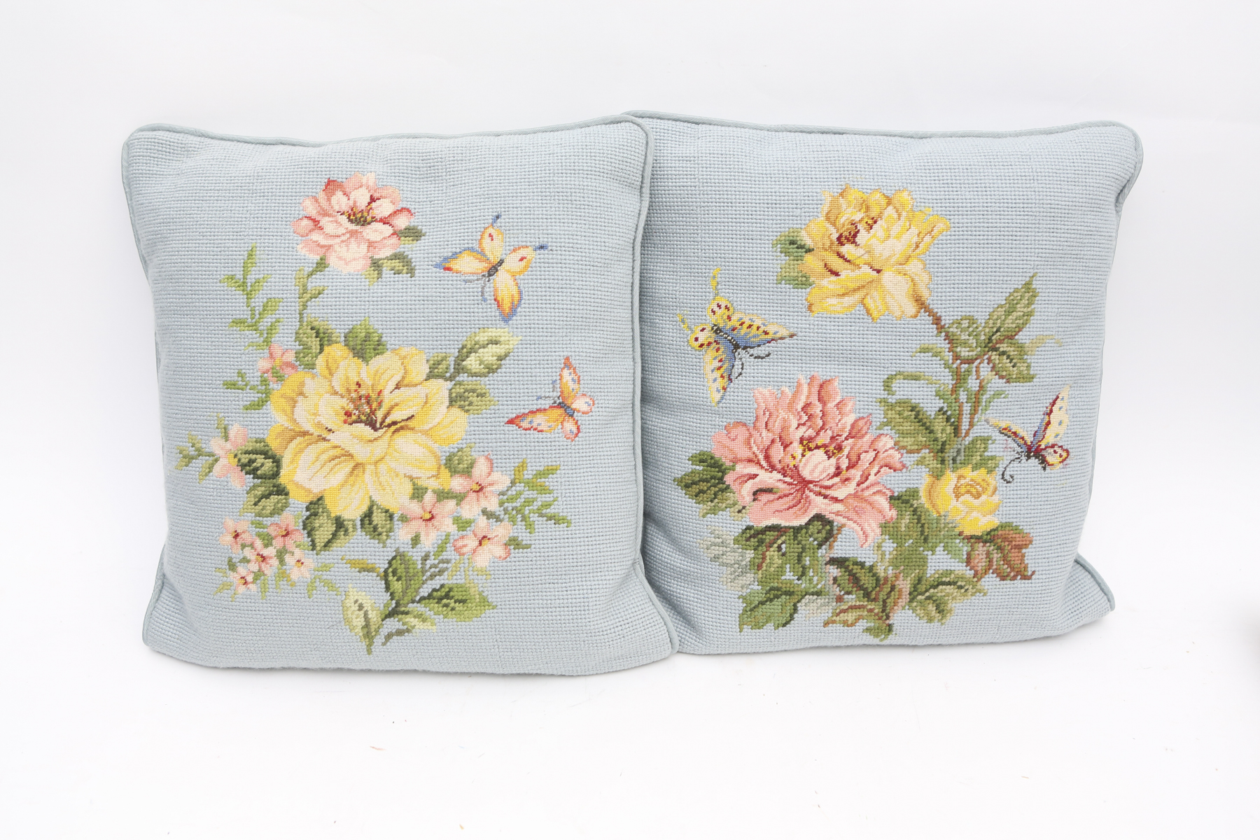 Three Needlepoint Throw Pillows