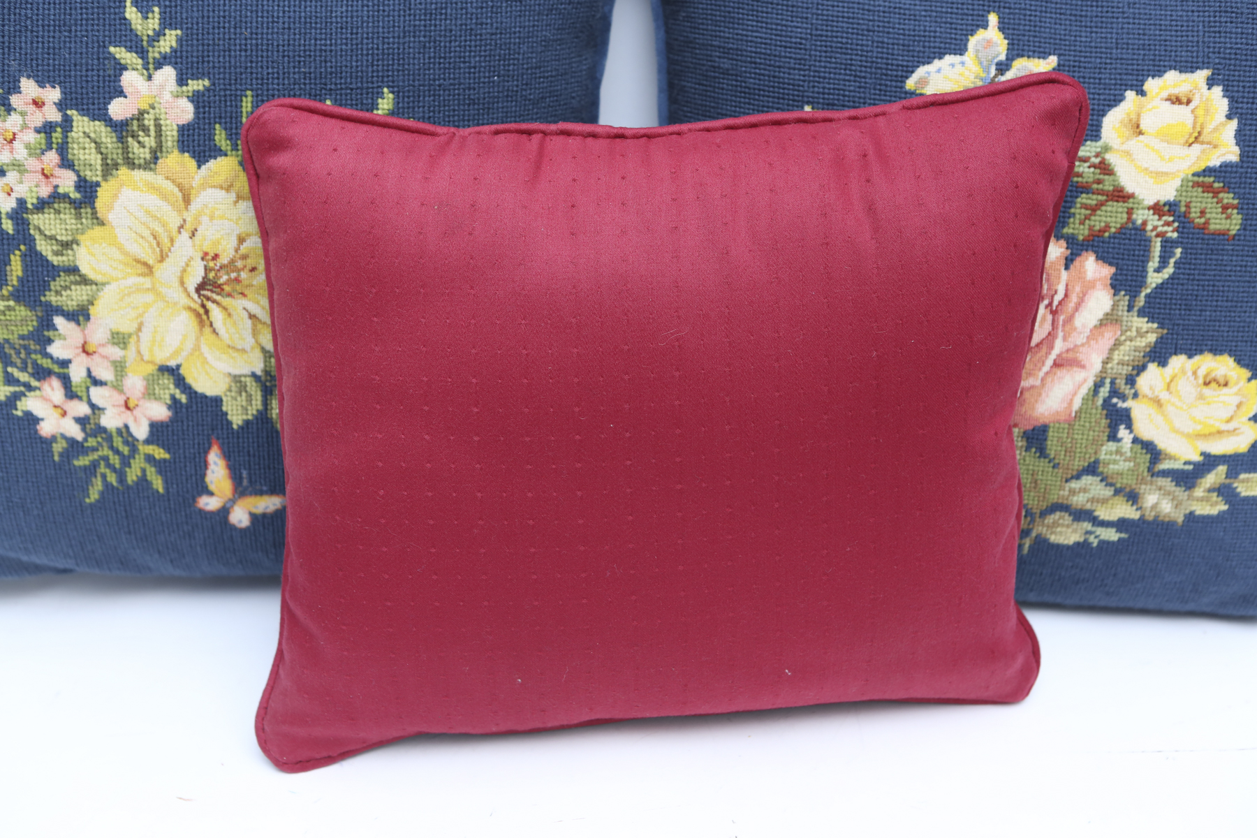 Three Needlepoint Throw Pillows