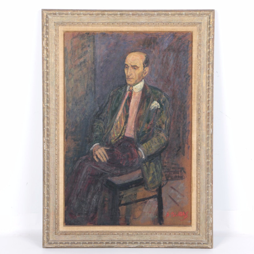 Arbit Blatas Oil Portrait Painting of Seated Man