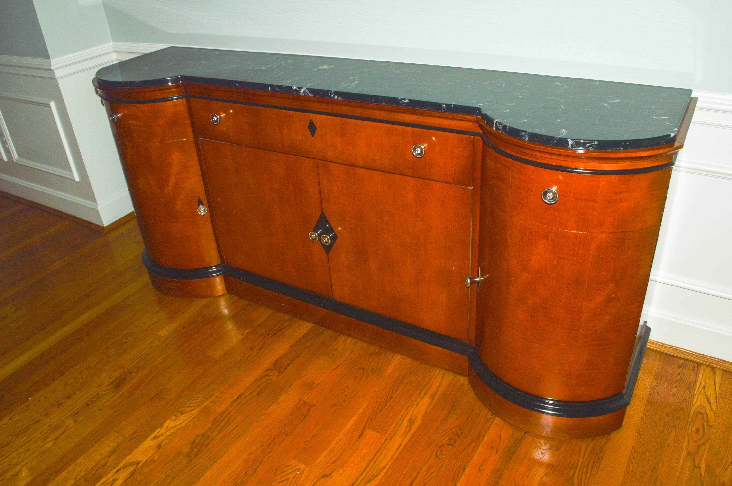 National Mt. Airy Furniture Co. Biederman Style Walnut Server With Granite Top