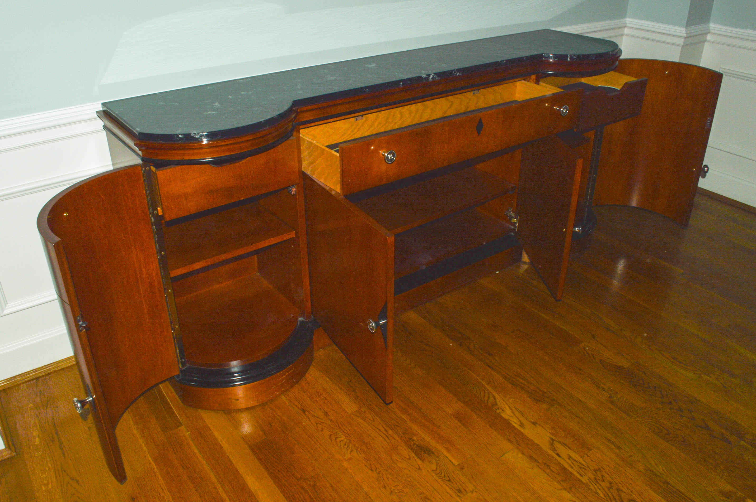 National Mt. Airy Furniture Co. Biederman Style Walnut Server With Granite Top
