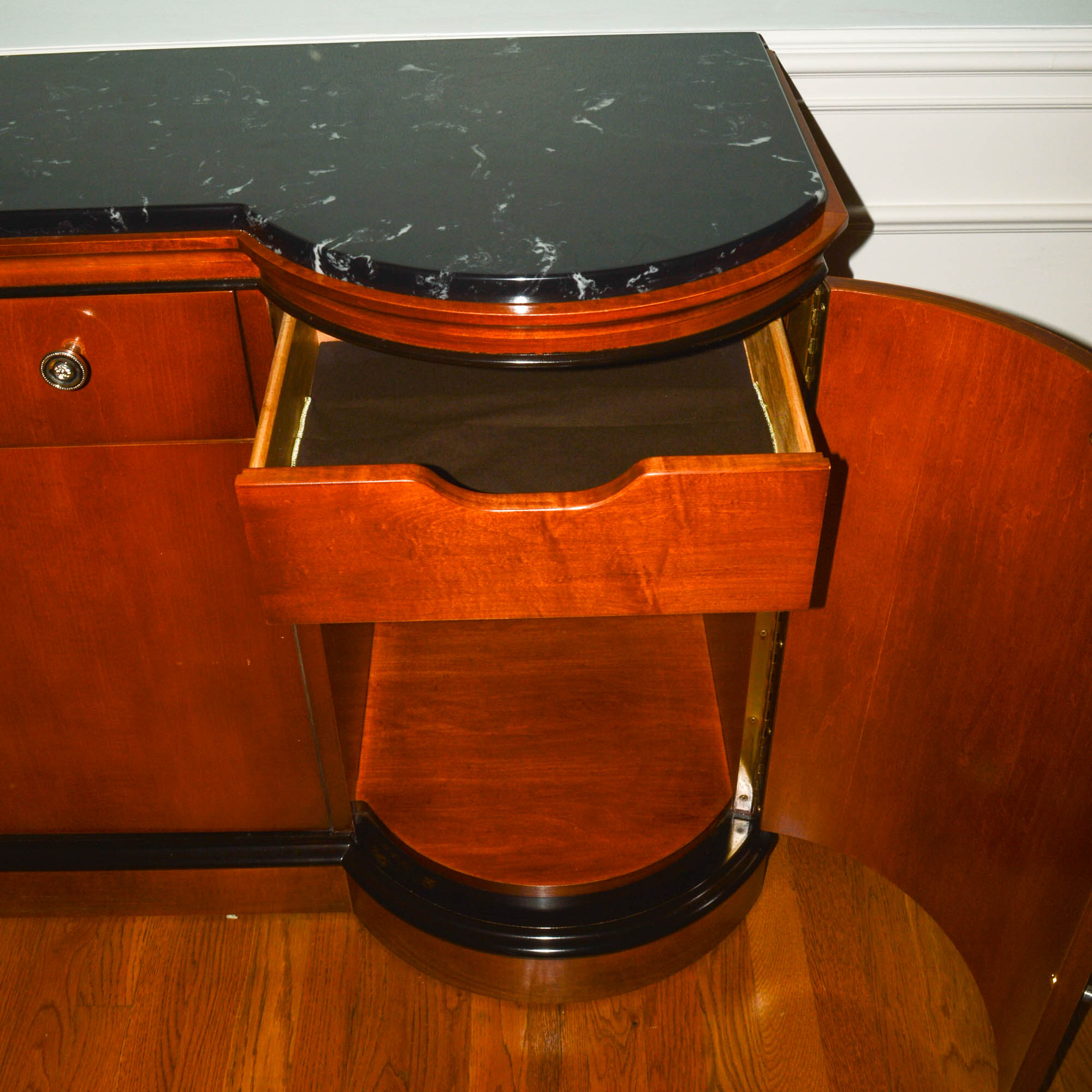 National Mt. Airy Furniture Co. Biederman Style Walnut Server With Granite Top