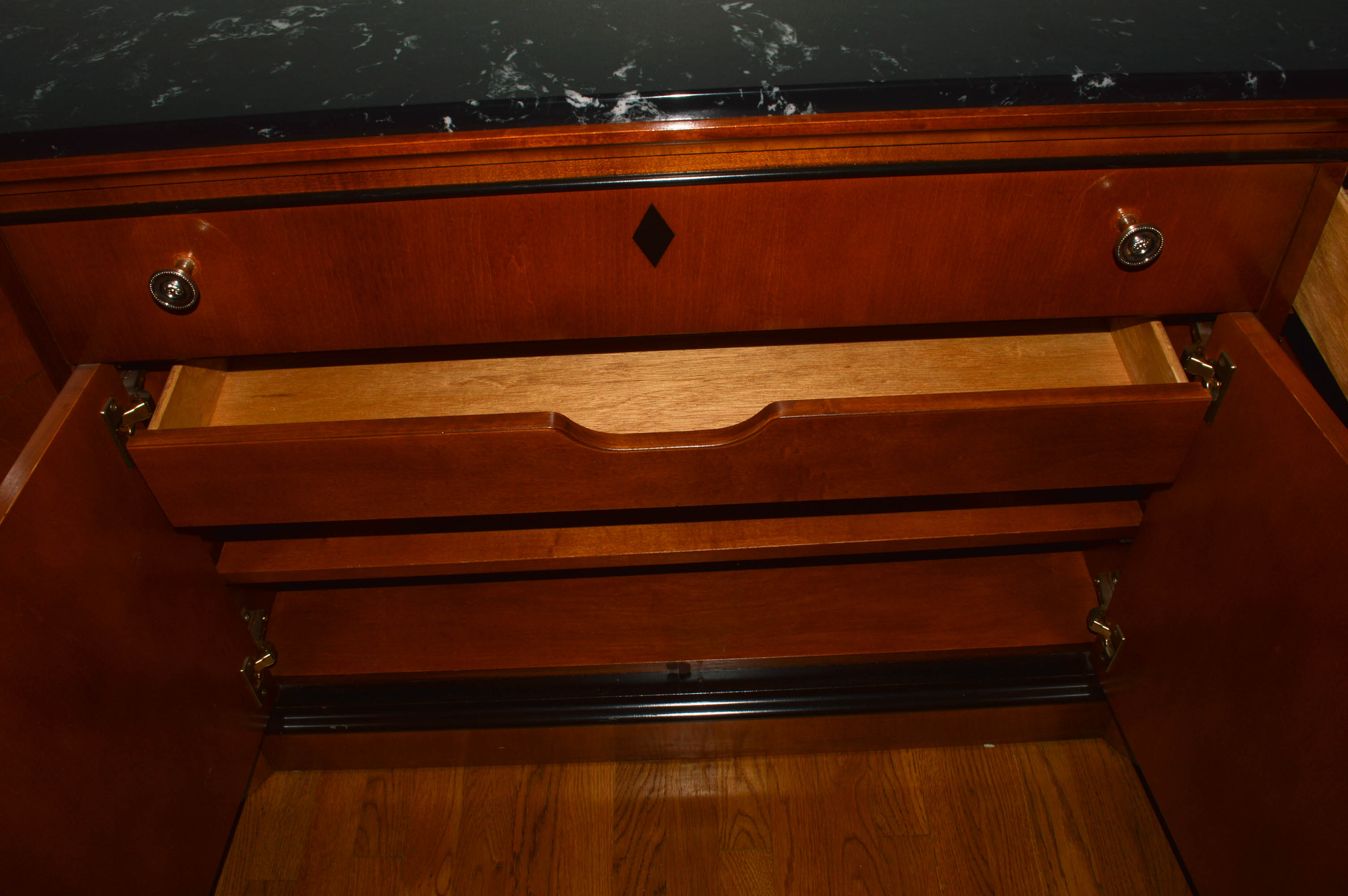 National Mt. Airy Furniture Co. Biederman Style Walnut Server With Granite Top