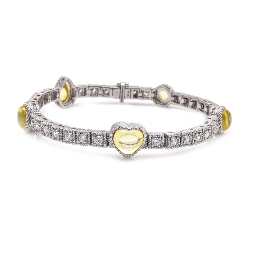 Judith Ripka Sterling Silver Yellow and White Cubic Zirconia Bracelet