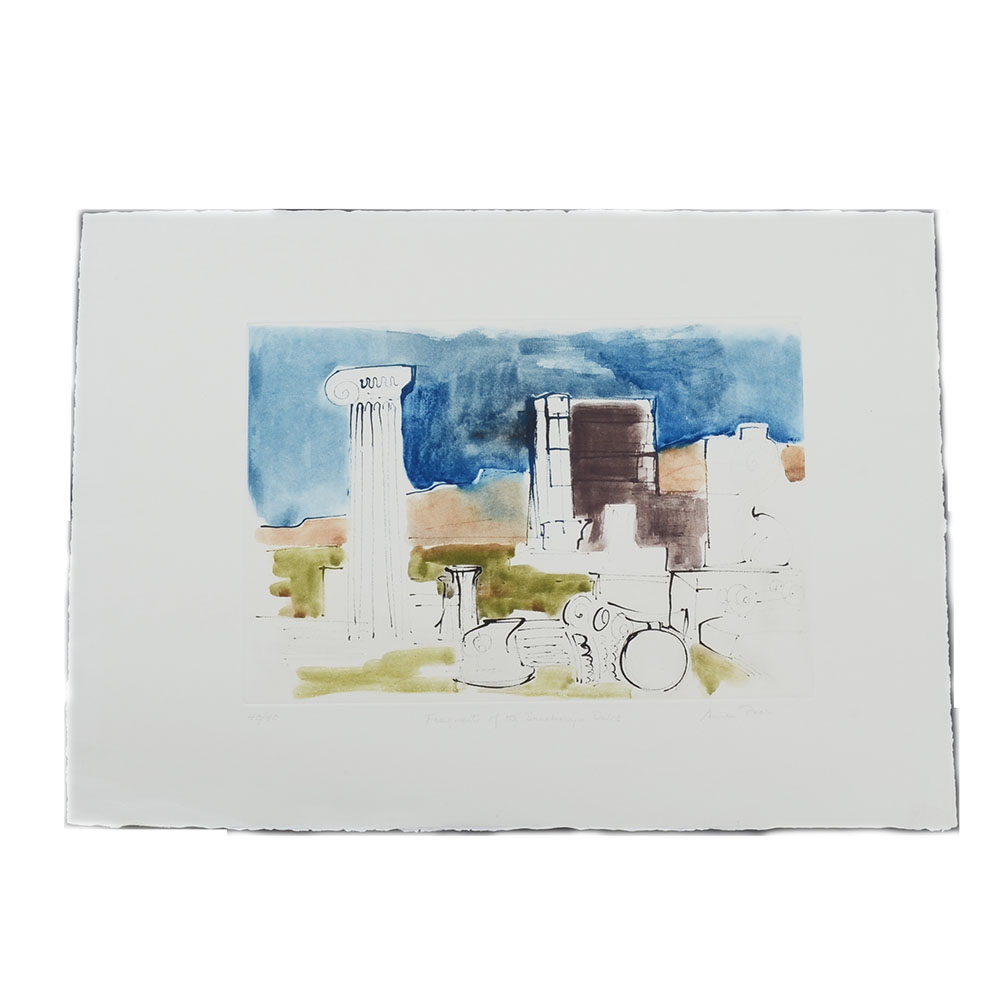 Anne Poor Signed Limited Edition Etching "Fragments of the Sanctuary - Delos"