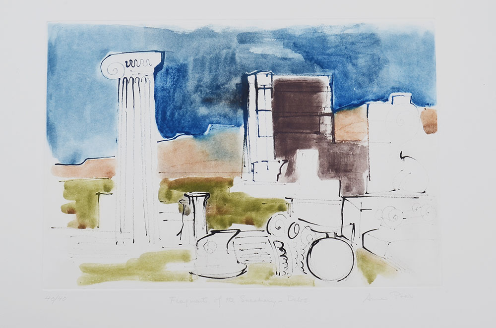 Anne Poor Signed Limited Edition Etching "Fragments of the Sanctuary - Delos"