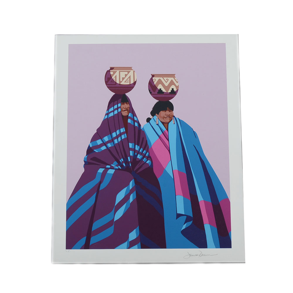 James Darum Signed Studio Proof Serigraph of Two Women Carrying Pots