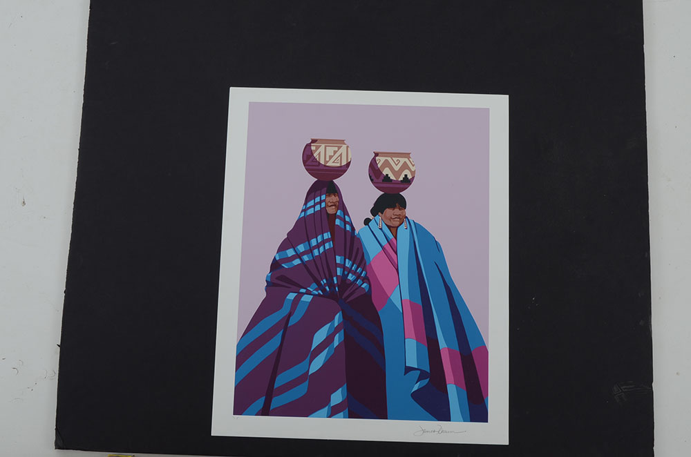 James Darum Signed Studio Proof Serigraph of Two Women Carrying Pots