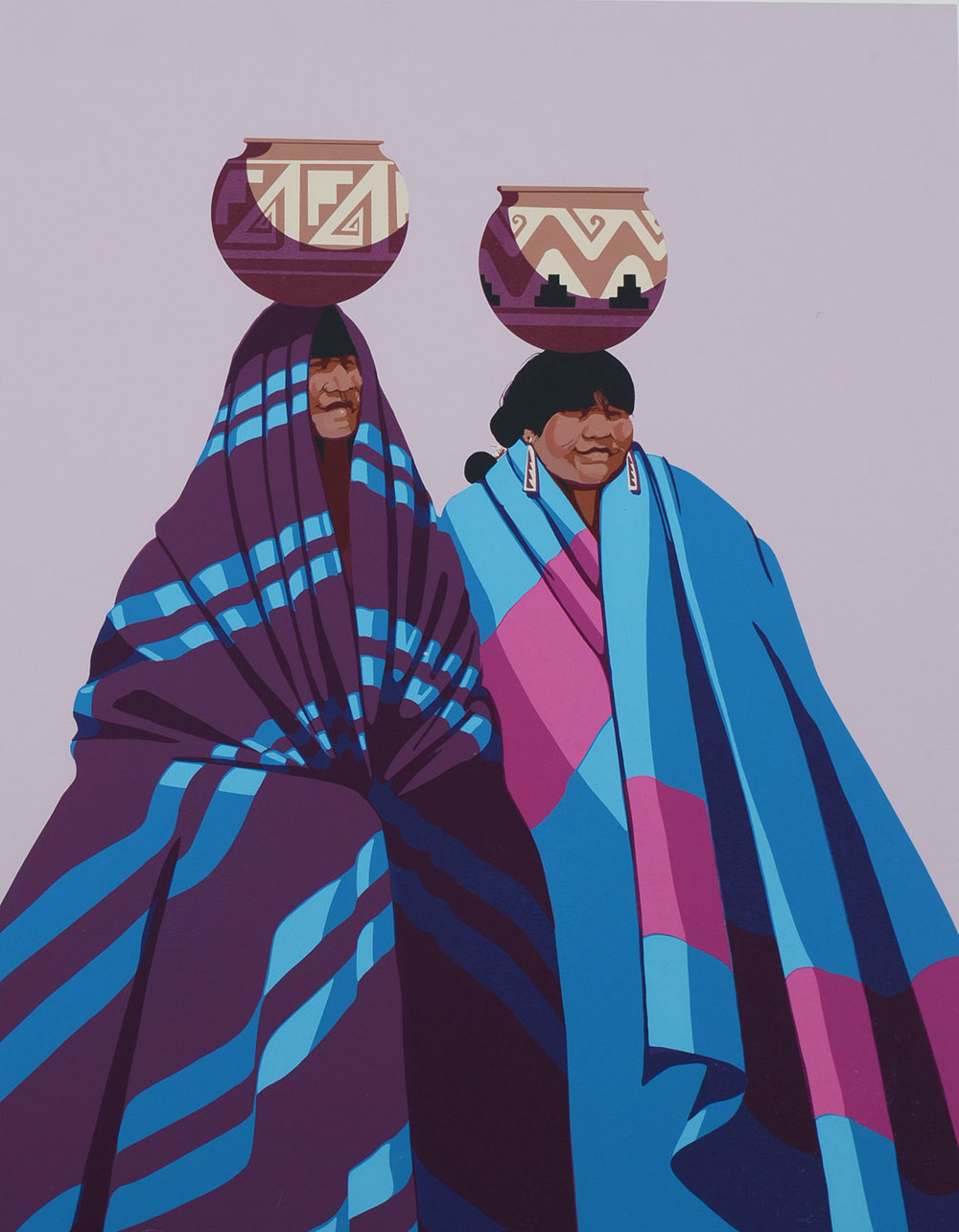 James Darum Signed Studio Proof Serigraph of Two Women Carrying Pots