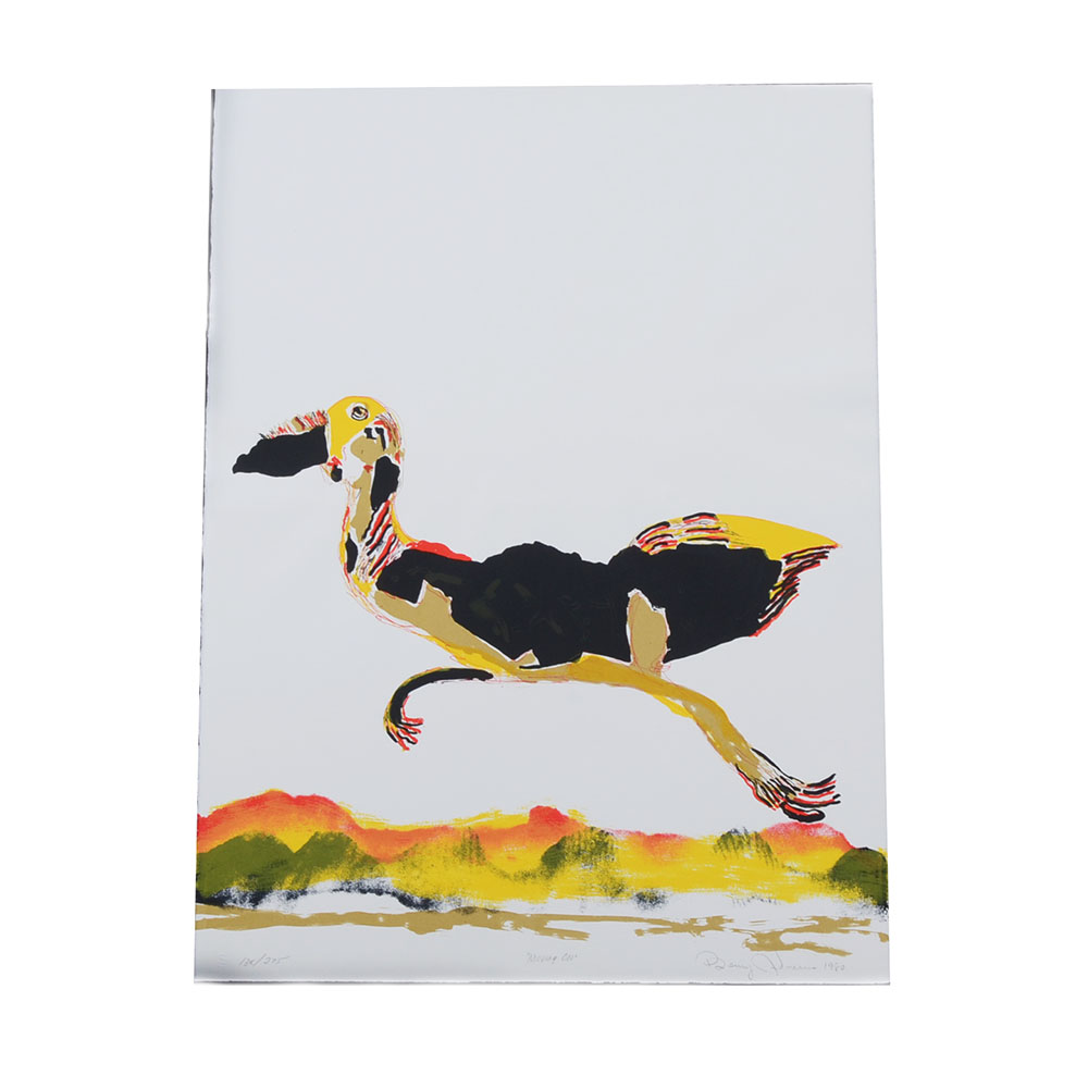 Benny Andrews Signed Limited Edition Hand-Pulled 1980 Color Lithograph "Moving On"