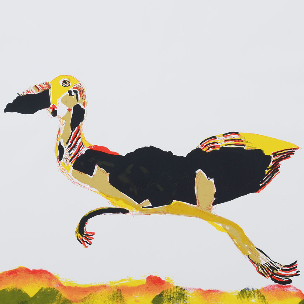 Benny Andrews Signed Limited Edition Hand-Pulled 1980 Color Lithograph "Moving On"