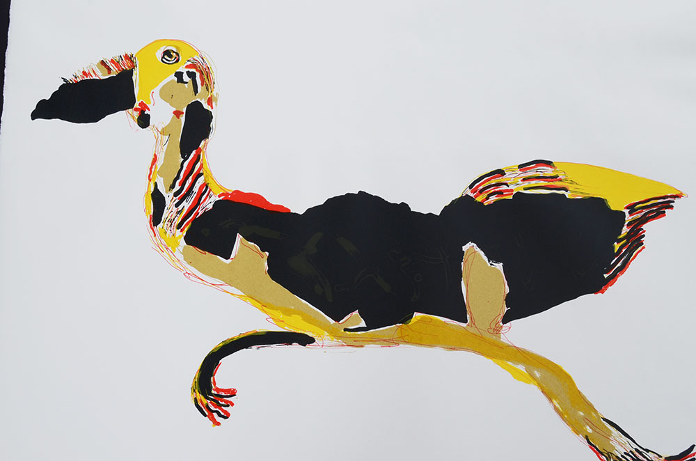 Benny Andrews Signed Limited Edition Hand-Pulled 1980 Color Lithograph "Moving On"