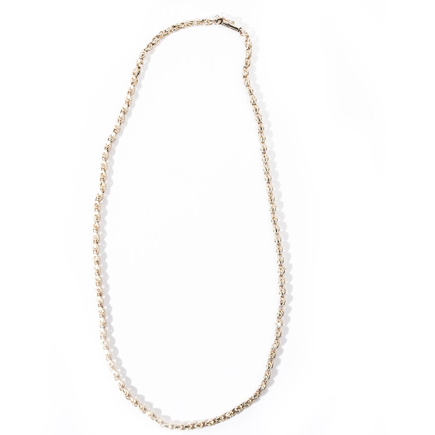 14K Yellow Gold Open Link Rope Chain Necklace