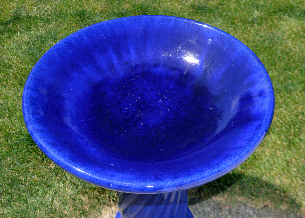 Cobalt Blue Ceramic Birdbath