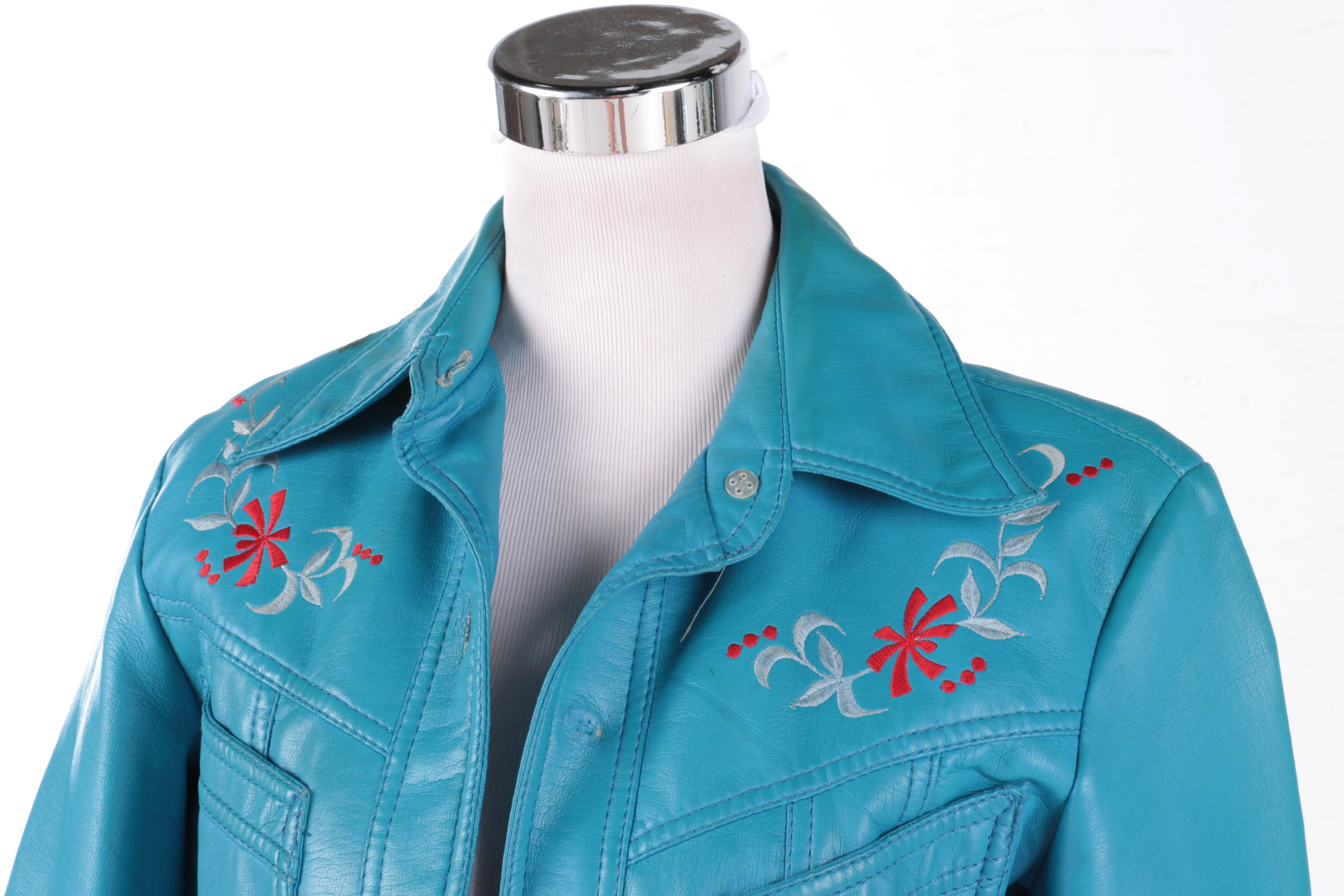Vintage Dynahide by Mario Turquoise Faux Leather Jacket