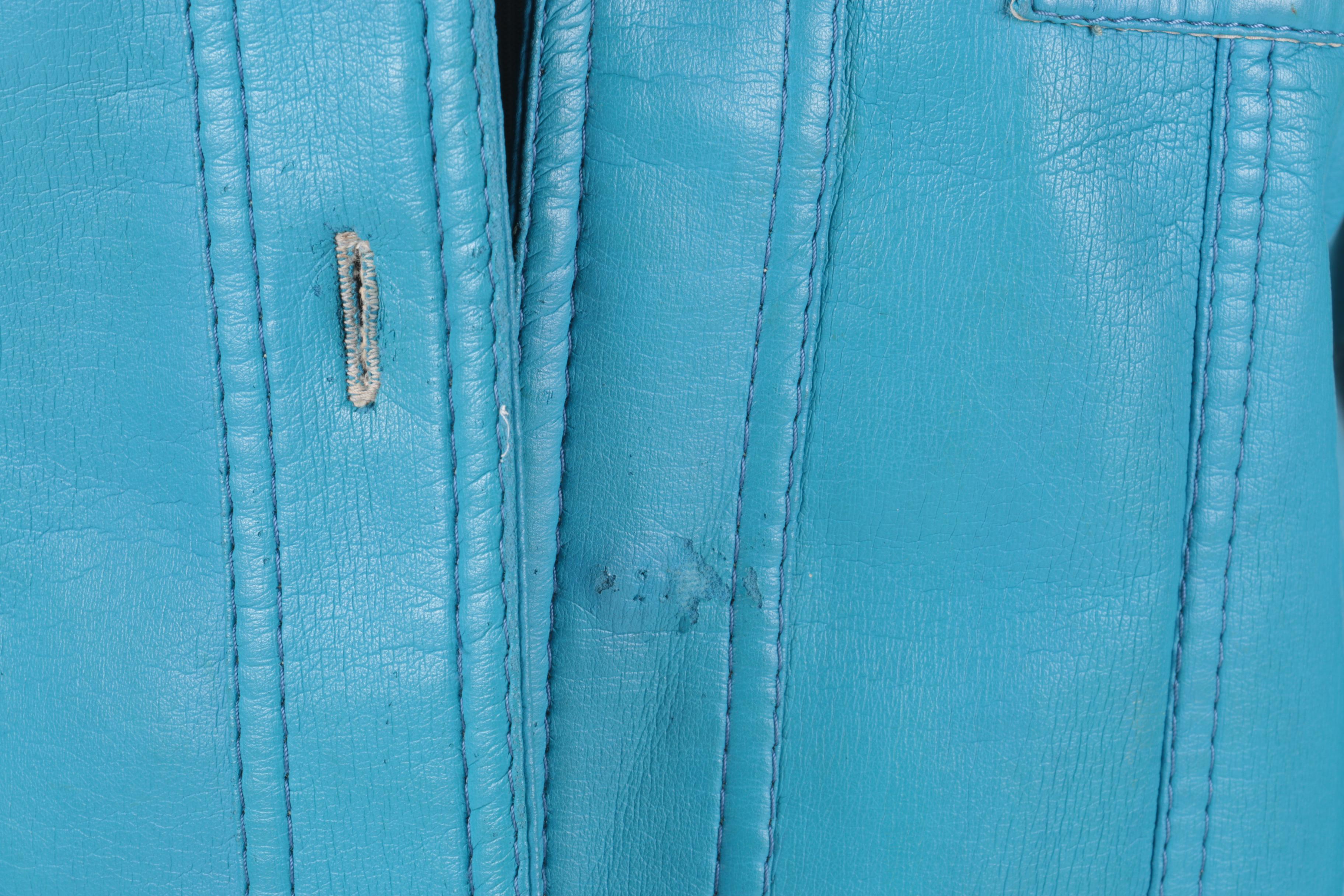 Vintage Dynahide by Mario Turquoise Faux Leather Jacket