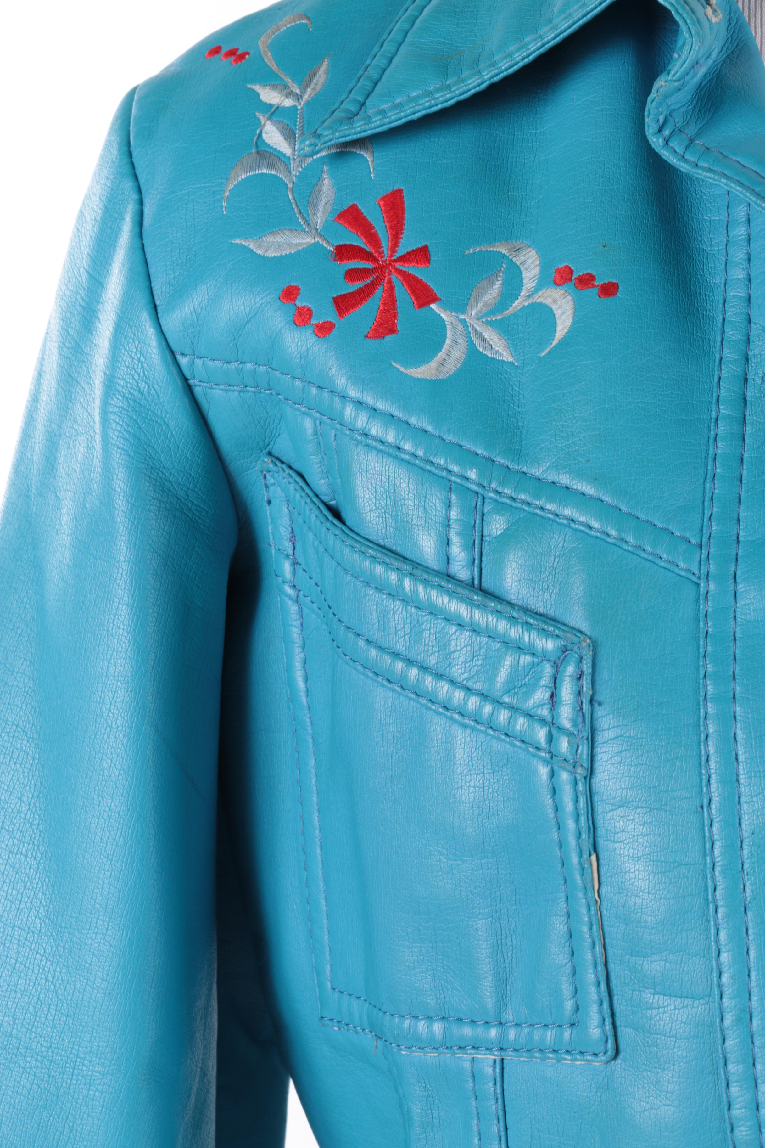 Vintage Dynahide by Mario Turquoise Faux Leather Jacket