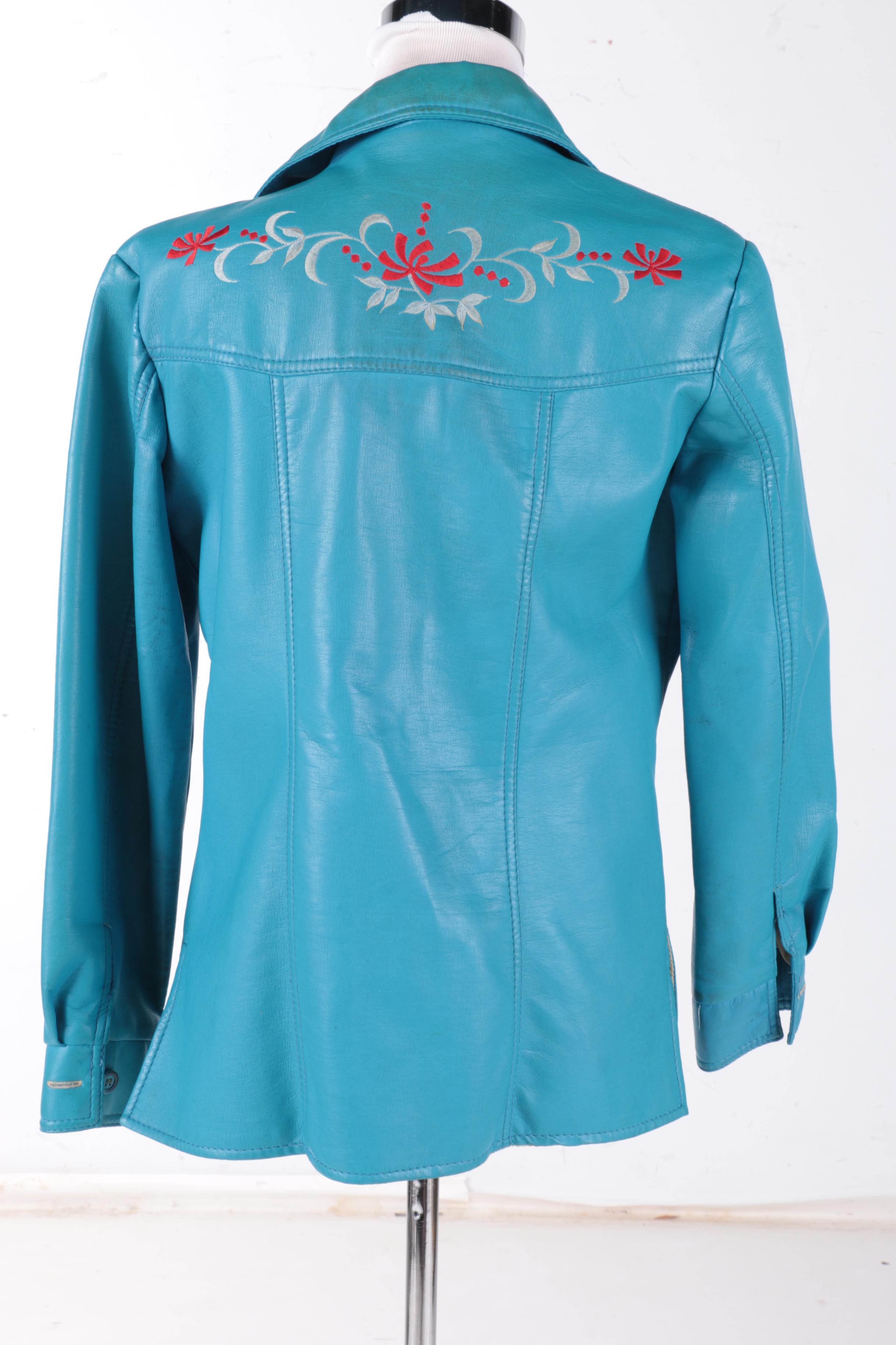 Vintage Dynahide by Mario Turquoise Faux Leather Jacket