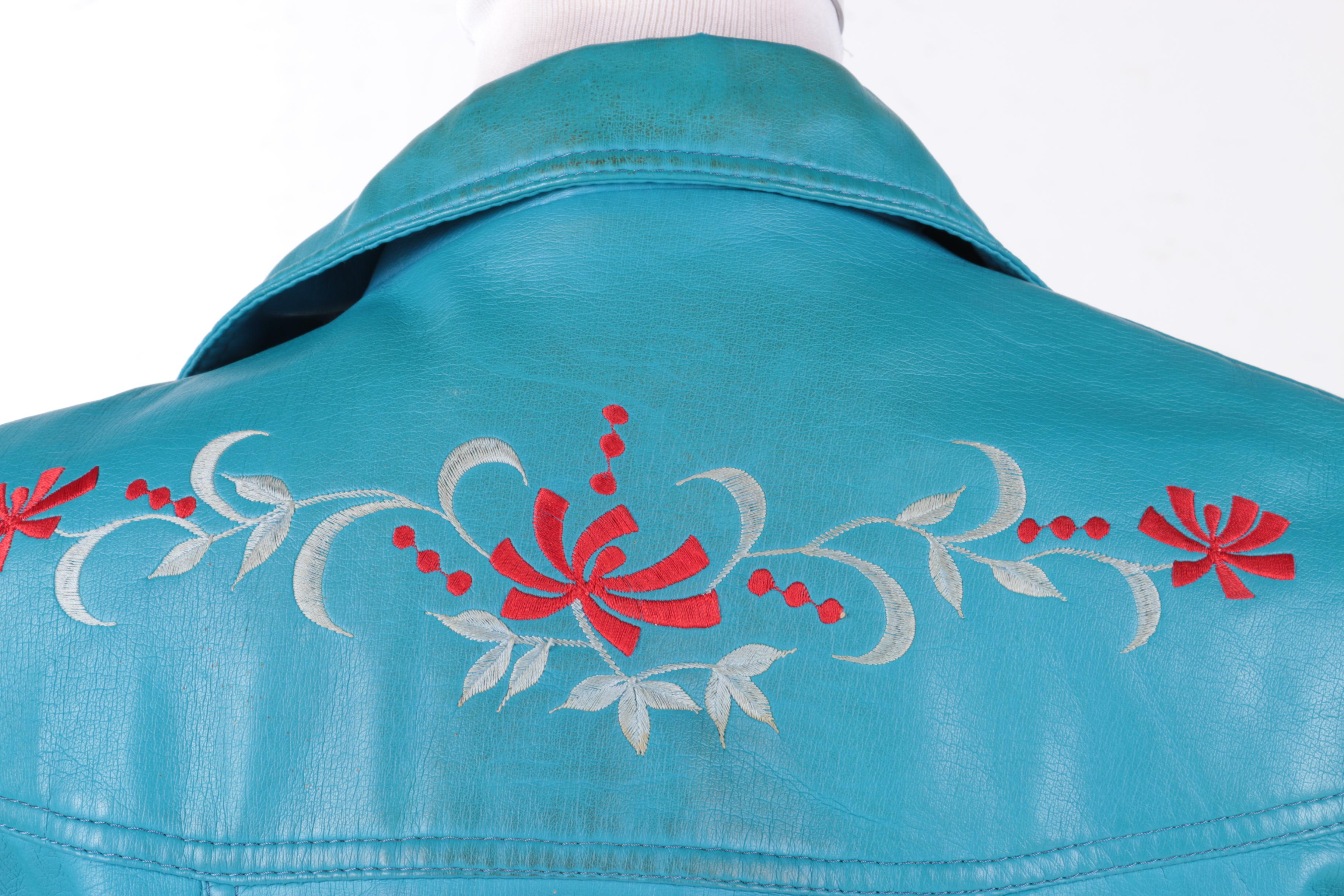 Vintage Dynahide by Mario Turquoise Faux Leather Jacket