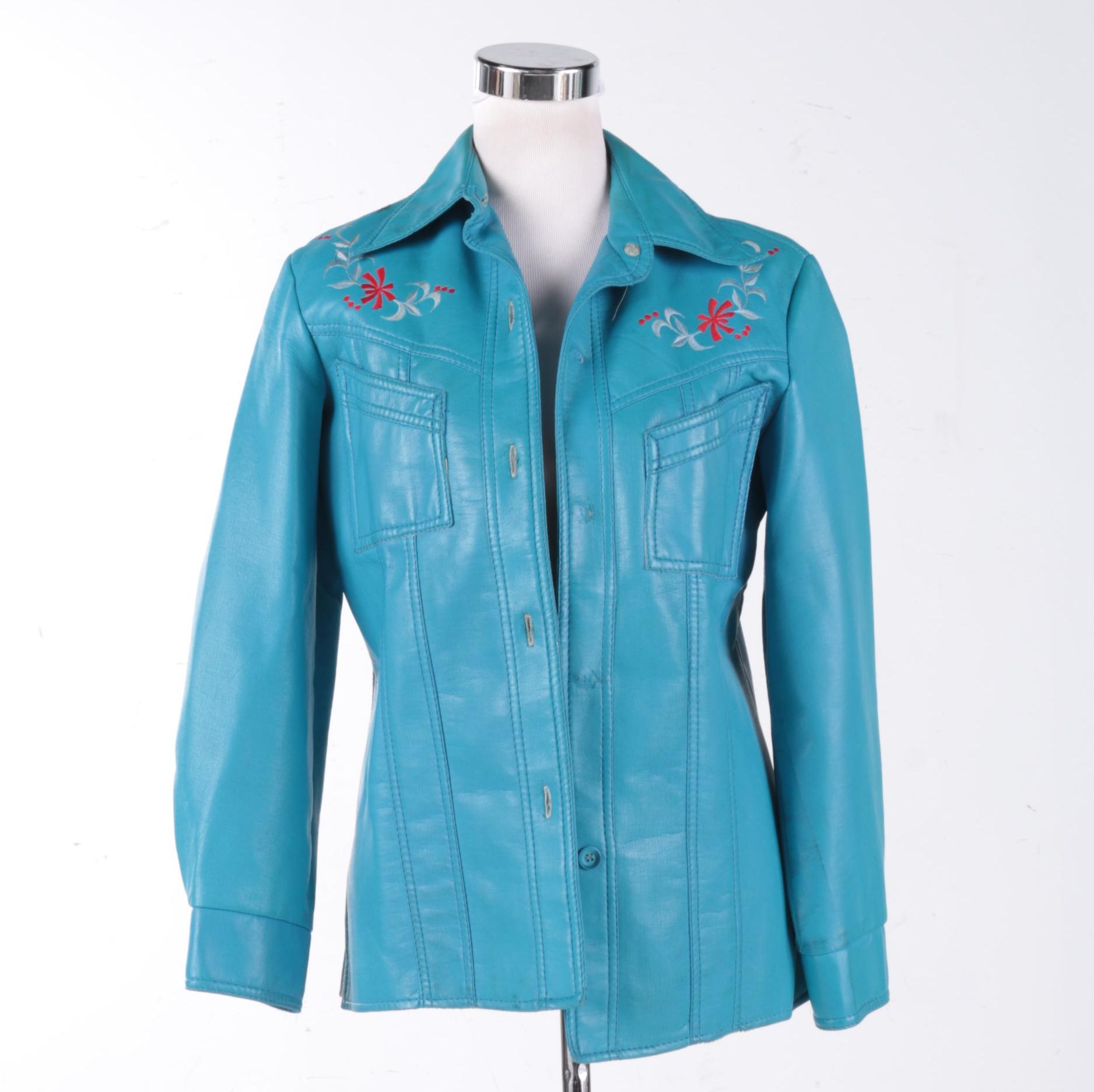 Vintage Dynahide by Mario Turquoise Faux Leather Jacket