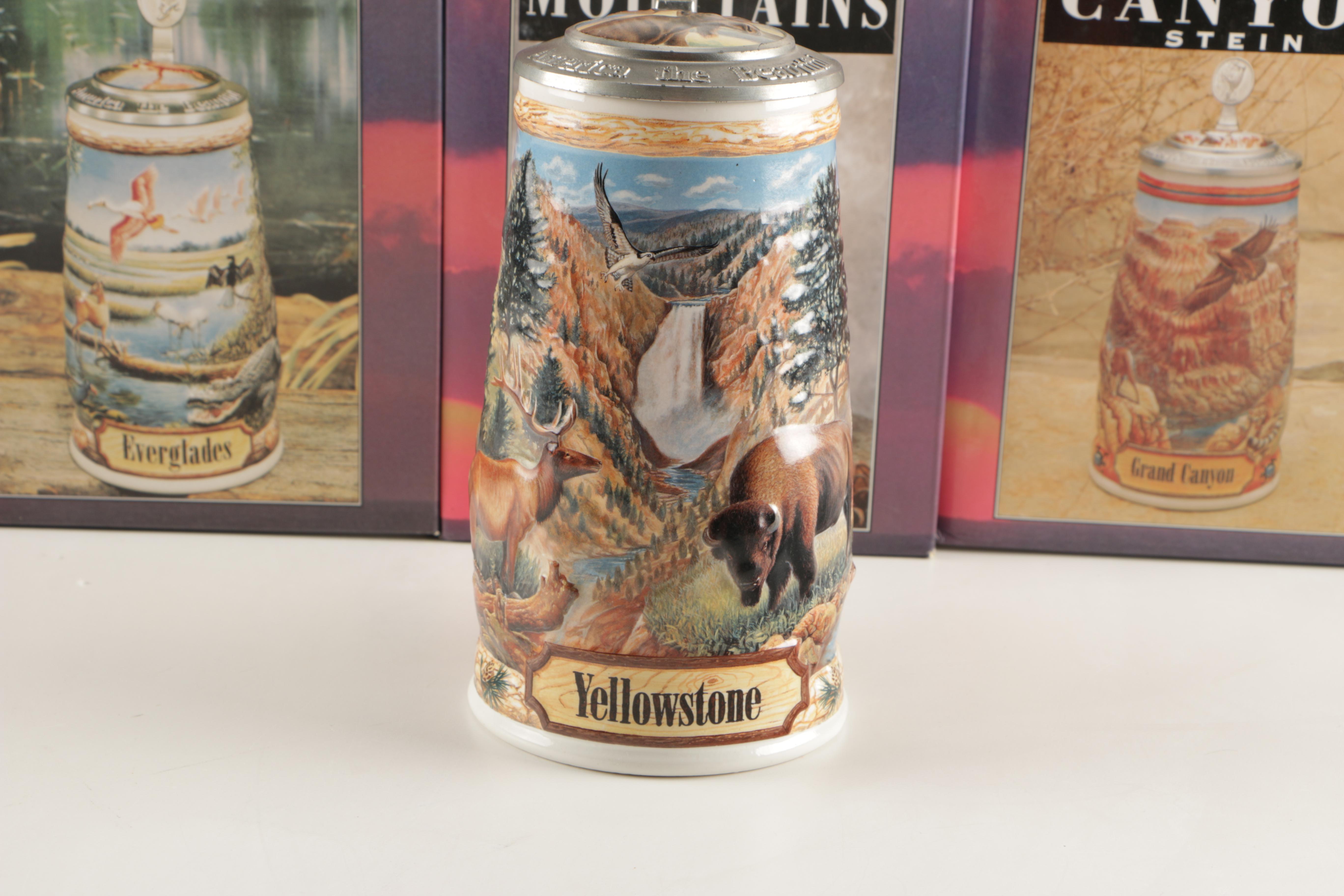 Set of Four Budweiser "America the Beautiful Series" Beer Steins