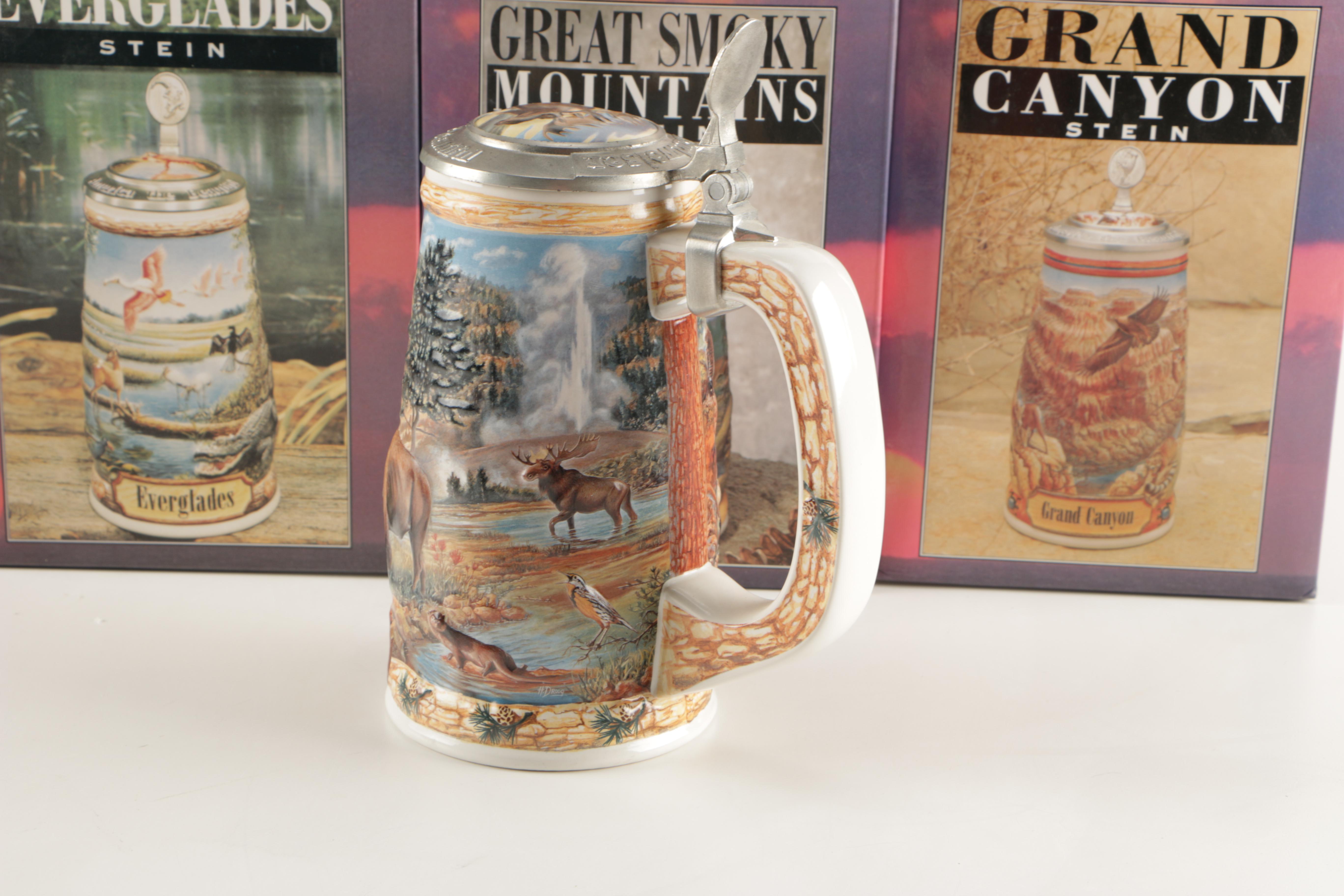 Set of Four Budweiser "America the Beautiful Series" Beer Steins
