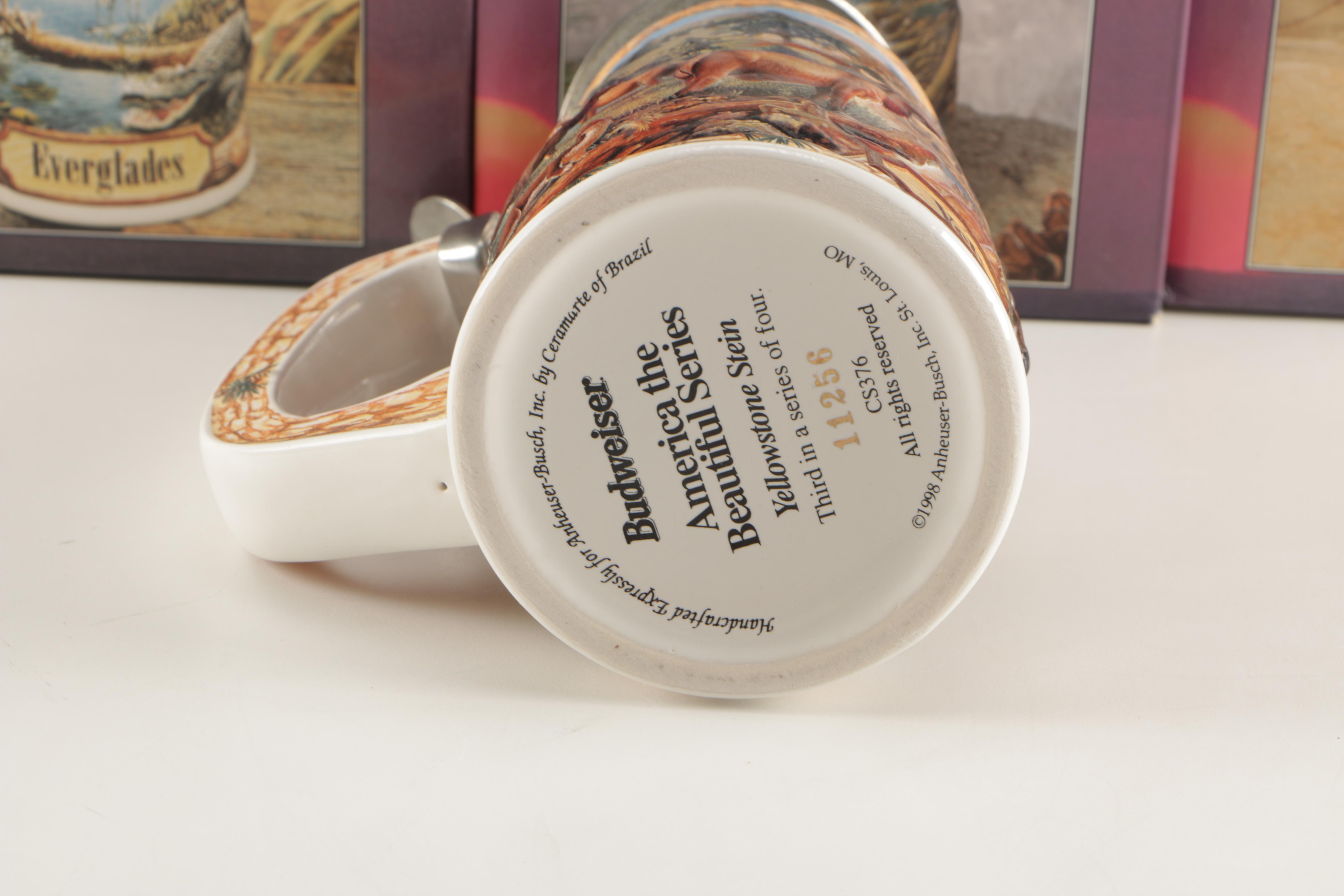 Set of Four Budweiser "America the Beautiful Series" Beer Steins