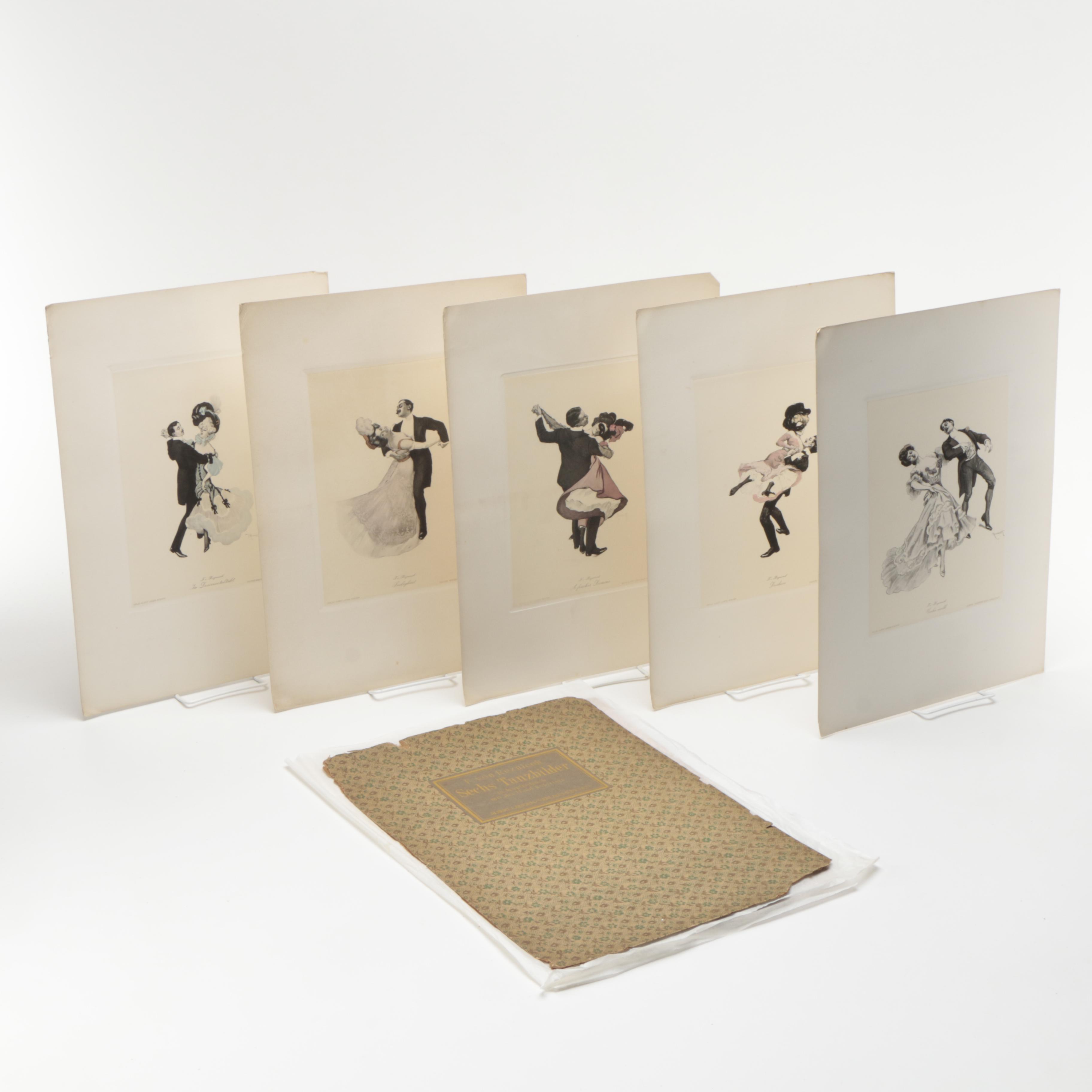 Hand-Colored Copperplate Engravings After Ferdinand von Řezníček's "Sechs Tanzbilder"