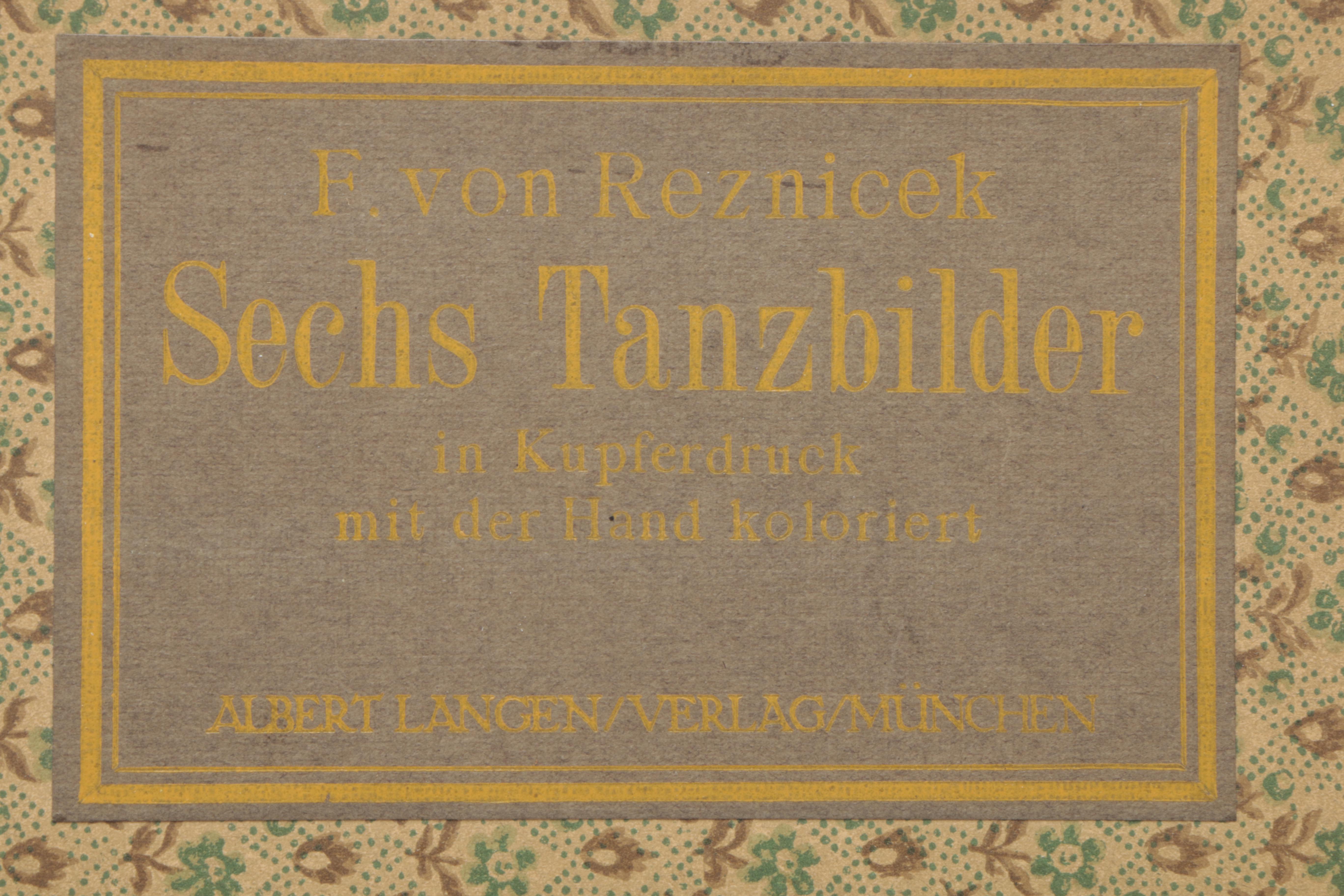 Hand-Colored Copperplate Engravings After Ferdinand von Řezníček's "Sechs Tanzbilder"