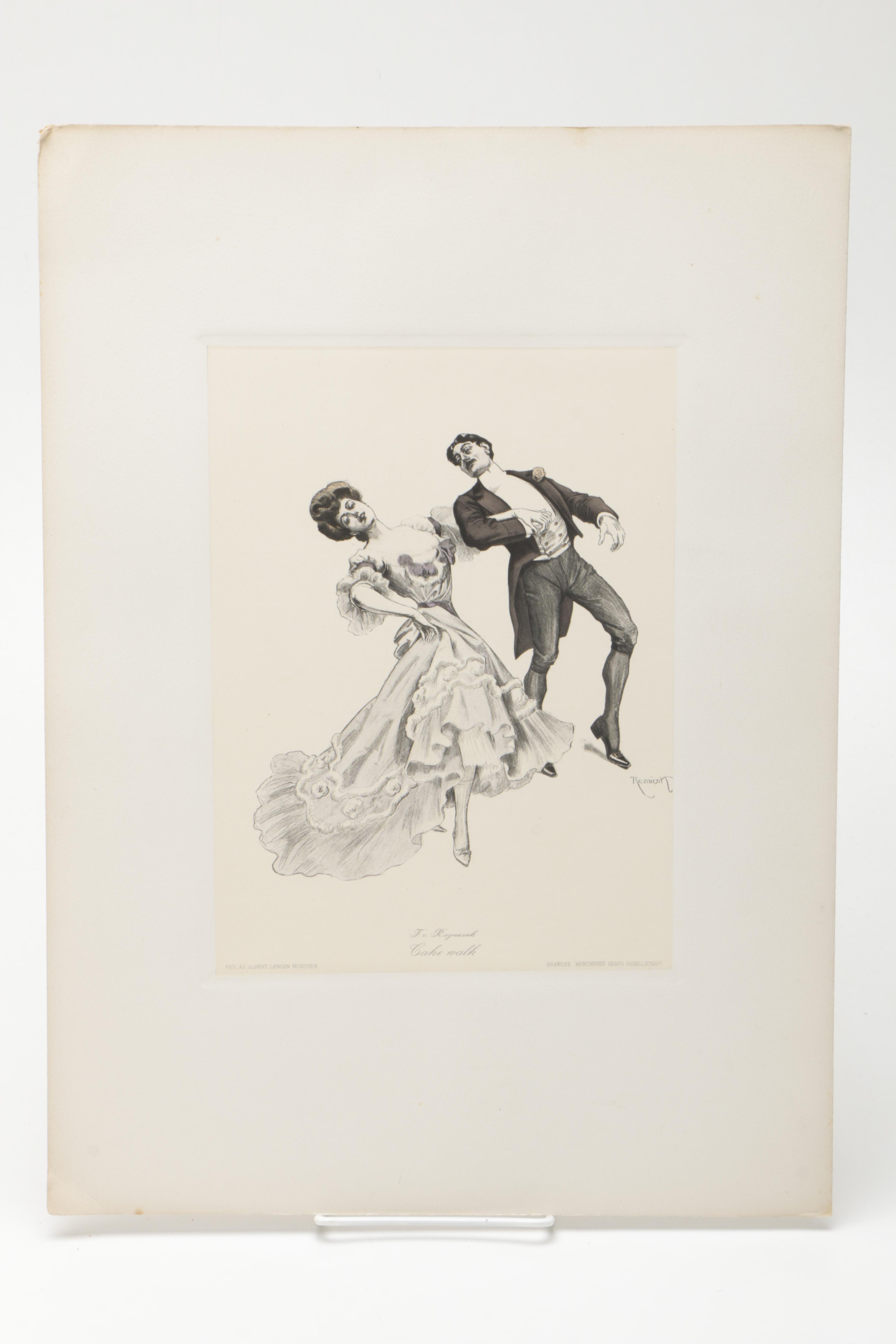 Hand-Colored Copperplate Engravings After Ferdinand von Řezníček's "Sechs Tanzbilder"