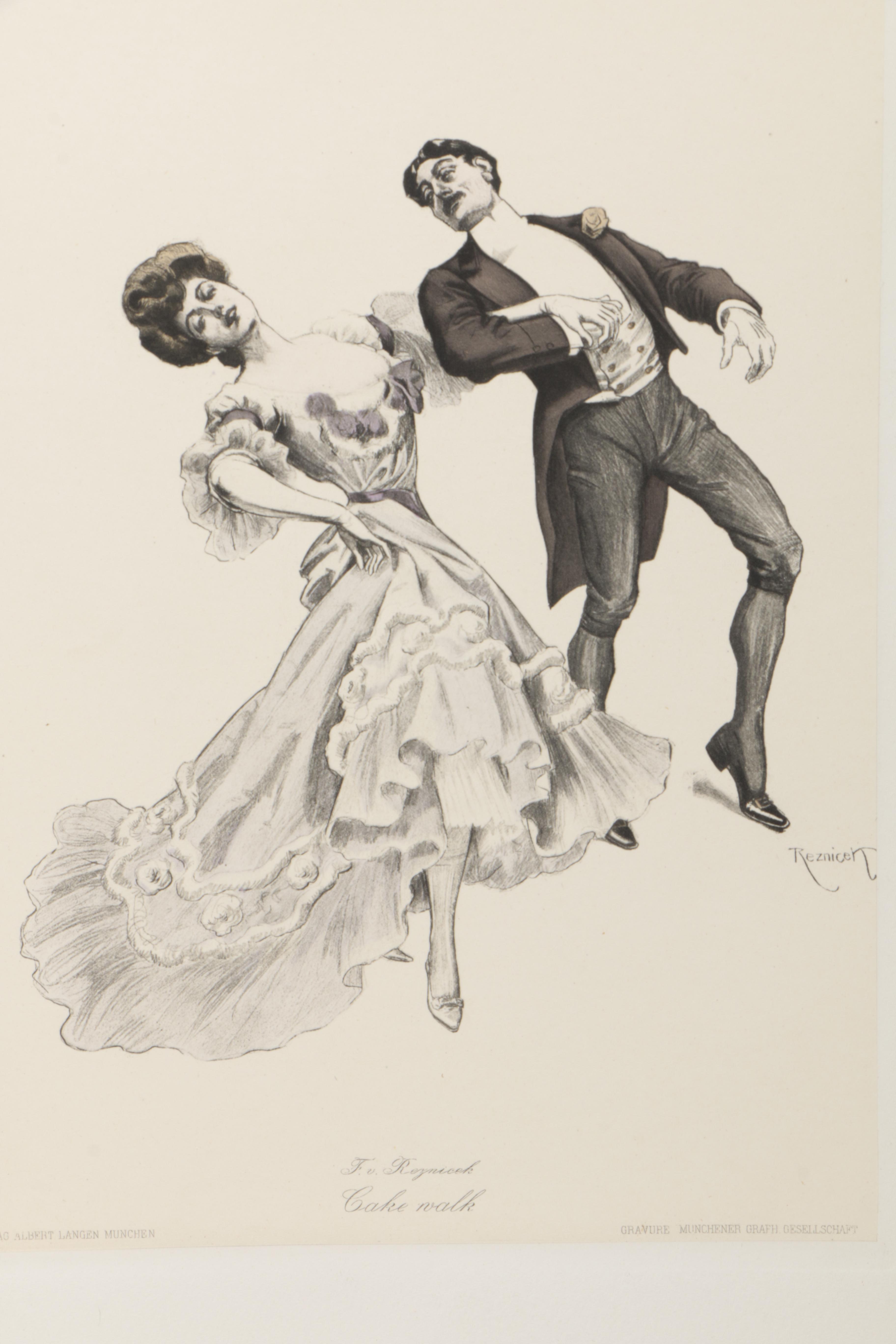 Hand-Colored Copperplate Engravings After Ferdinand von Řezníček's "Sechs Tanzbilder"