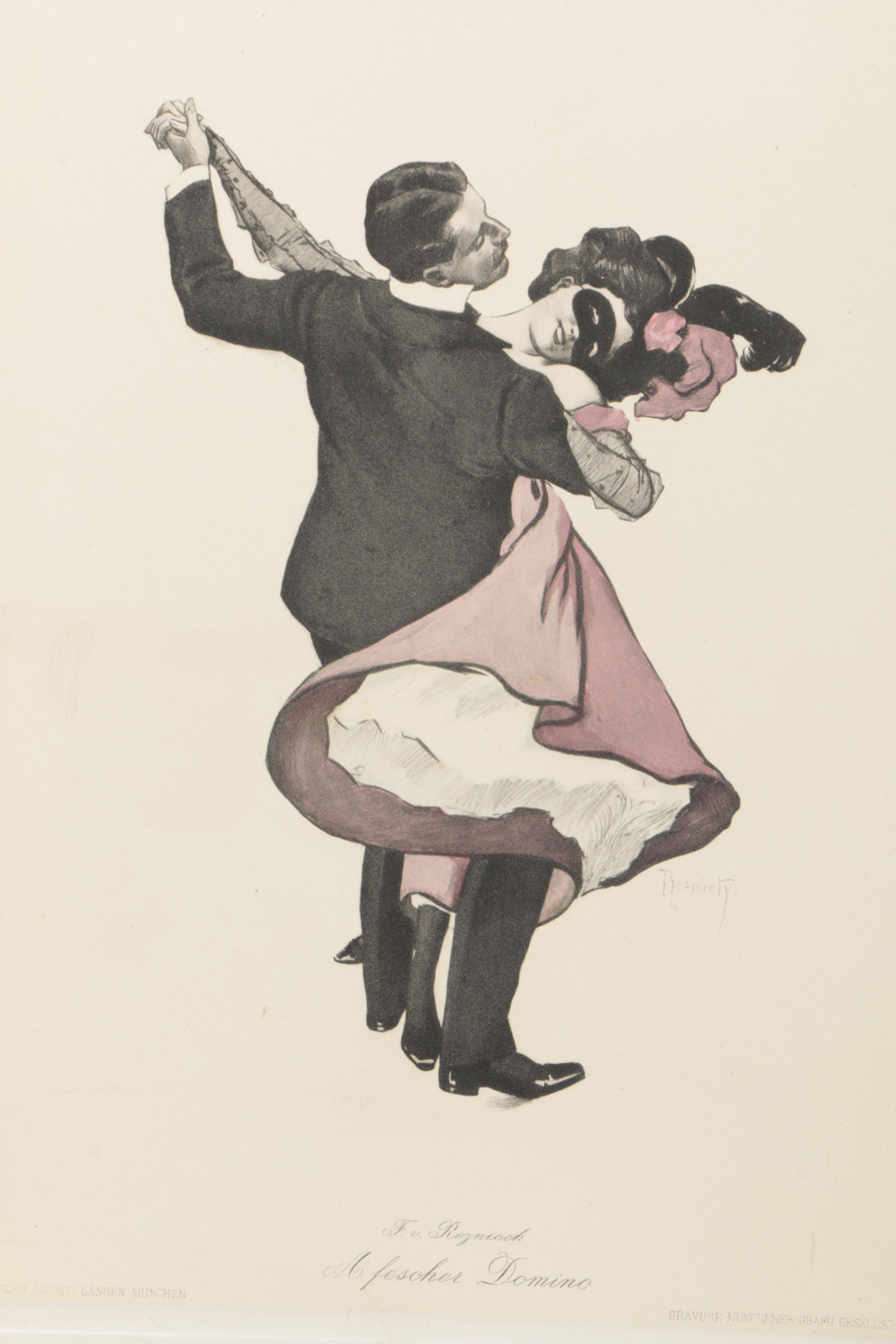 Hand-Colored Copperplate Engravings After Ferdinand von Řezníček's "Sechs Tanzbilder"