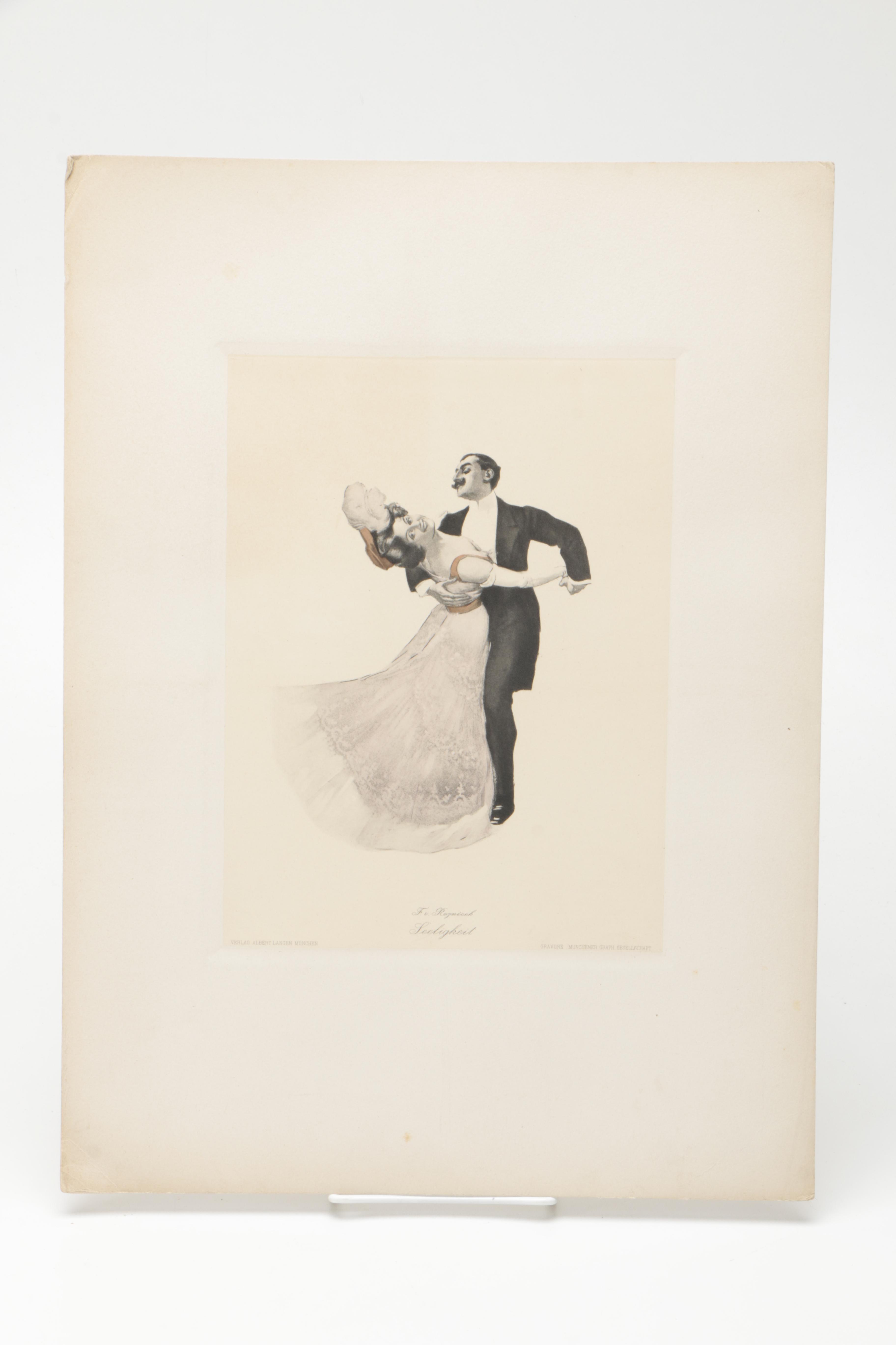 Hand-Colored Copperplate Engravings After Ferdinand von Řezníček's "Sechs Tanzbilder"