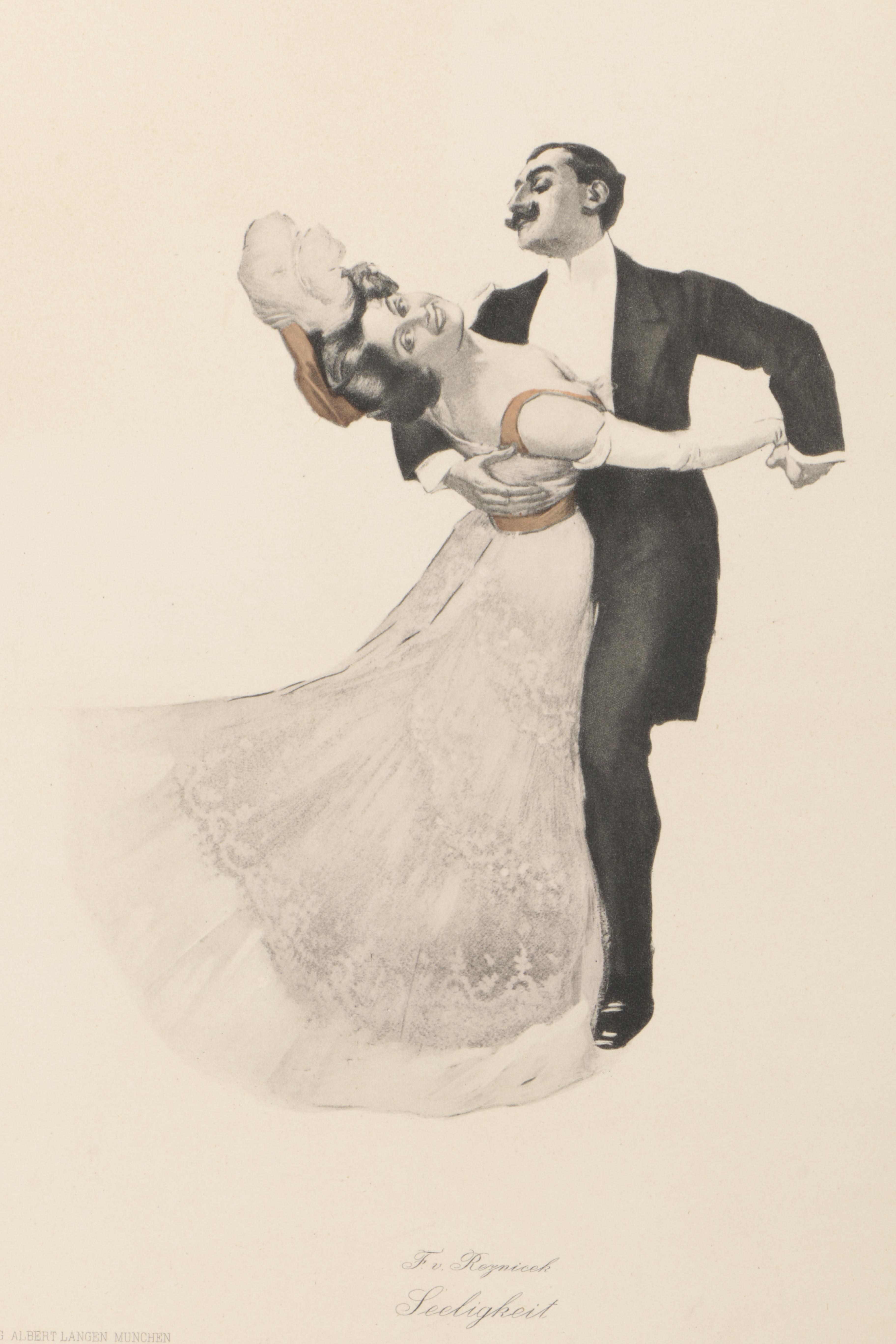 Hand-Colored Copperplate Engravings After Ferdinand von Řezníček's "Sechs Tanzbilder"