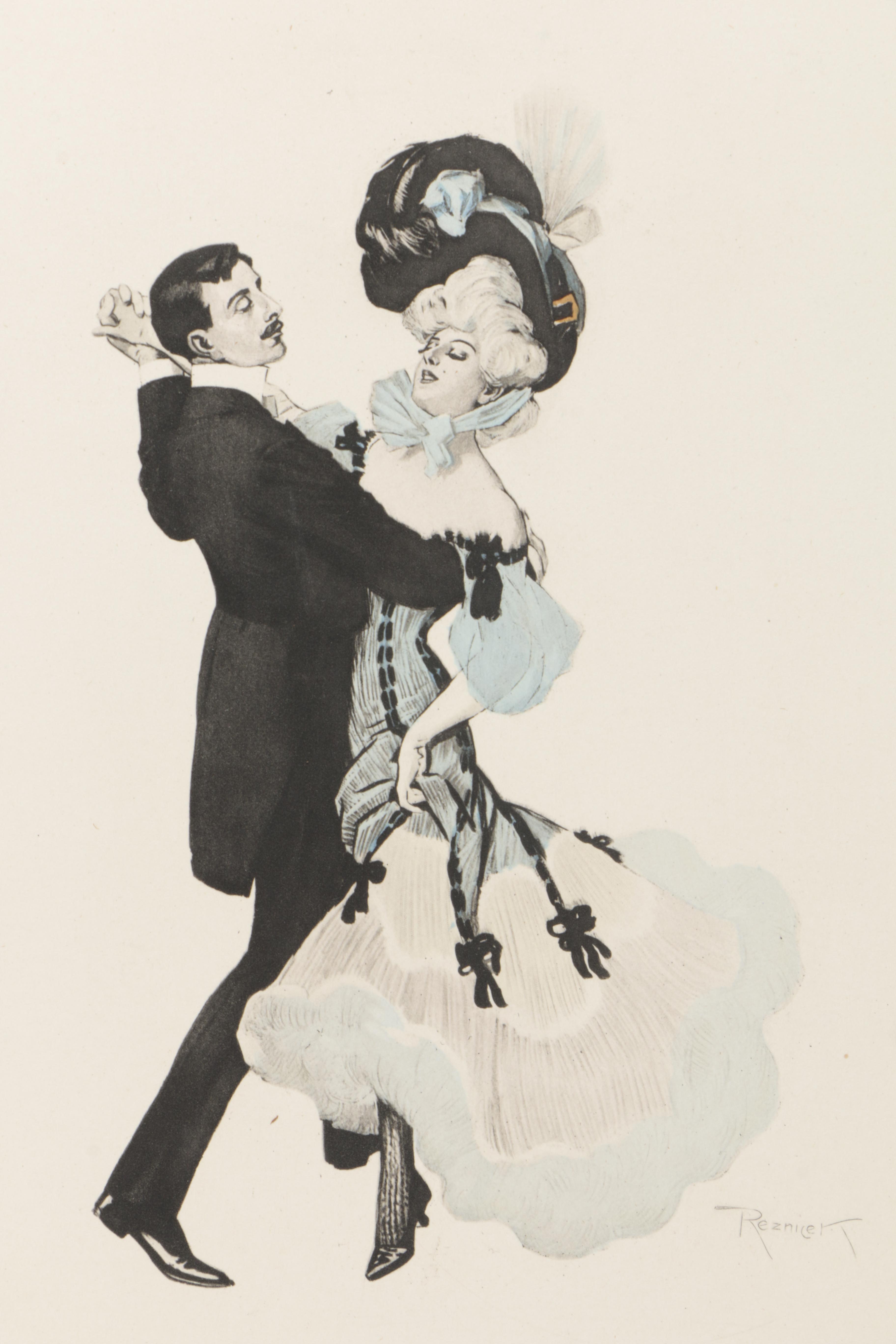 Hand-Colored Copperplate Engravings After Ferdinand von Řezníček's "Sechs Tanzbilder"