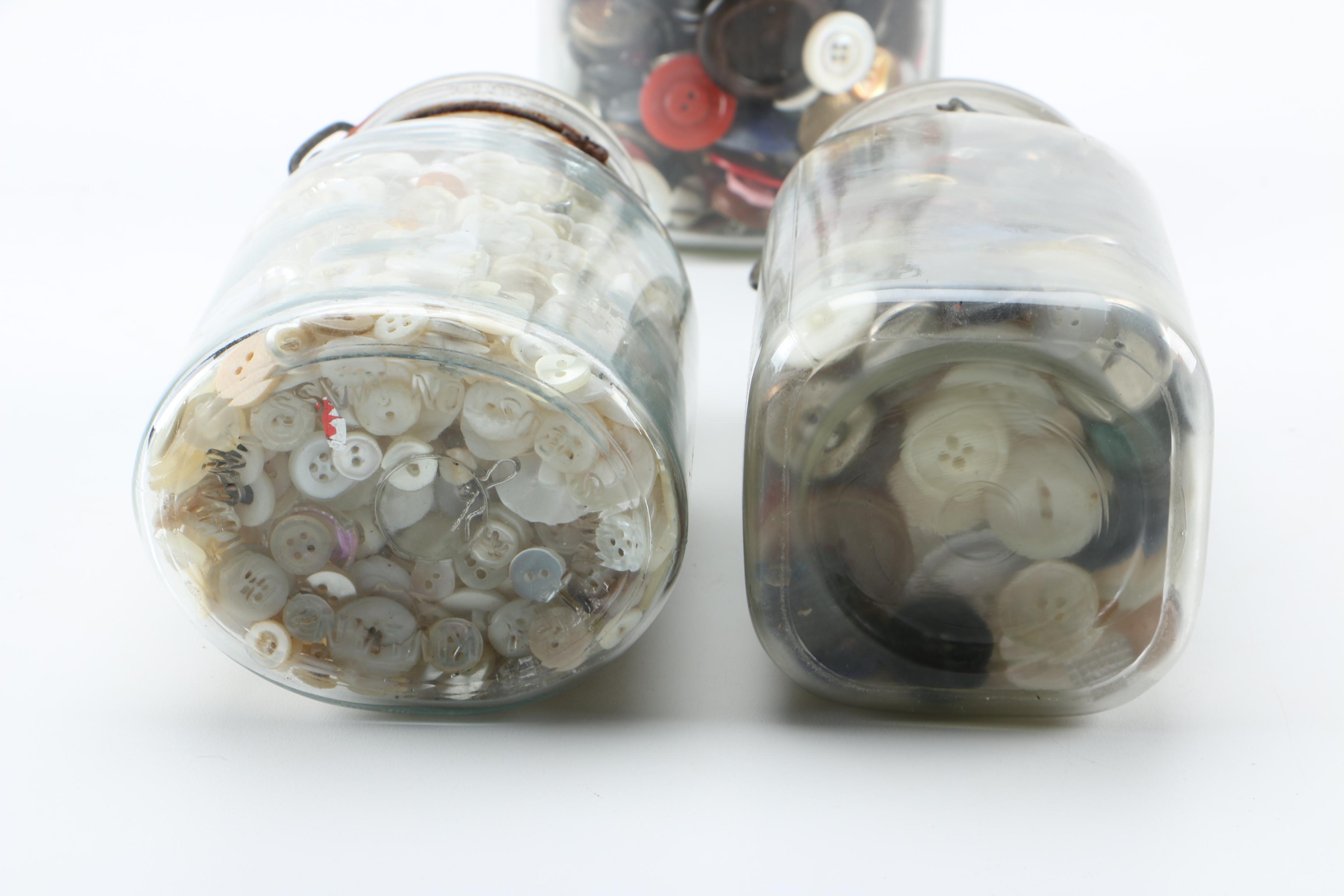 Marble and Button Collection in Vintage Glass Jars