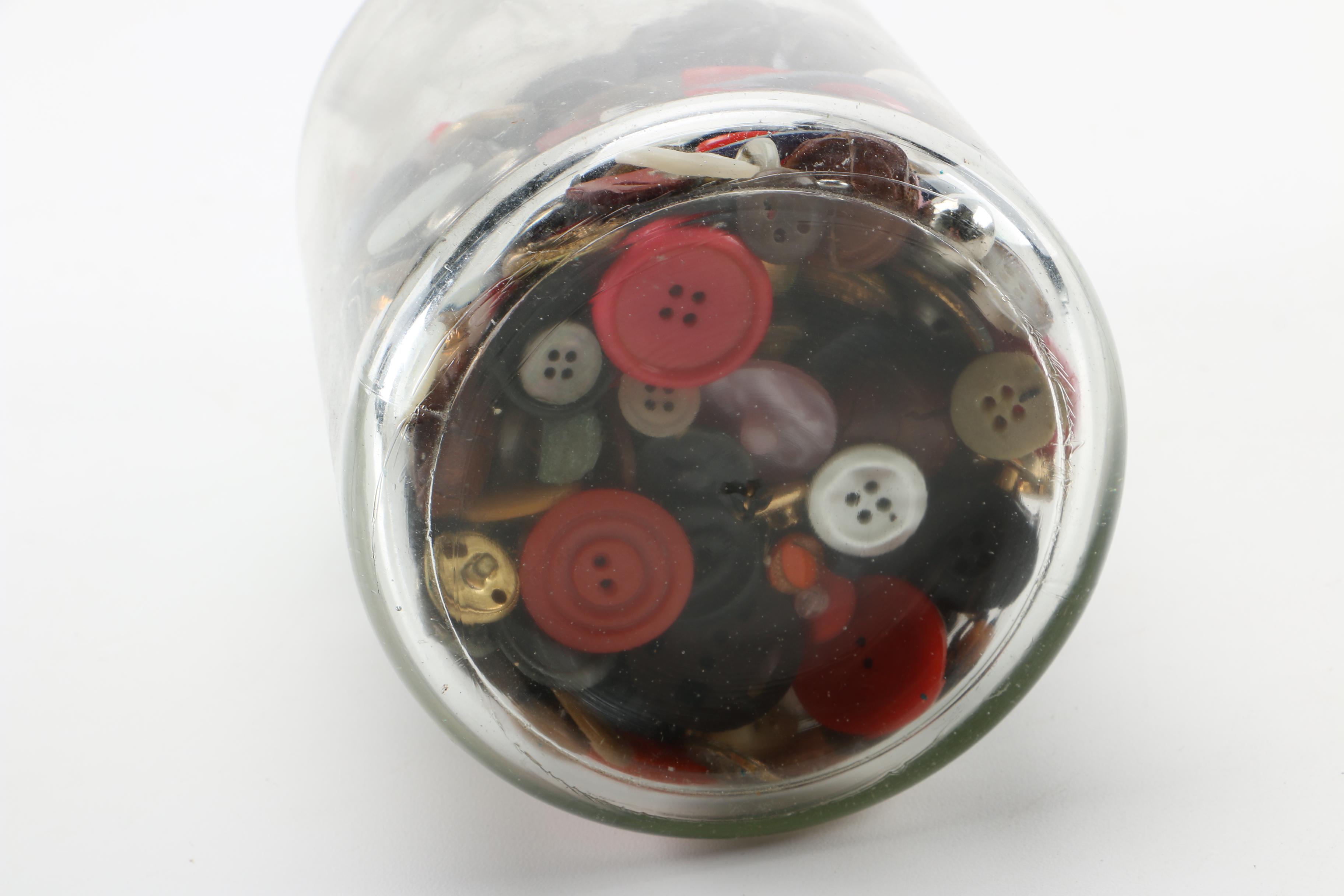 Marble and Button Collection in Vintage Glass Jars