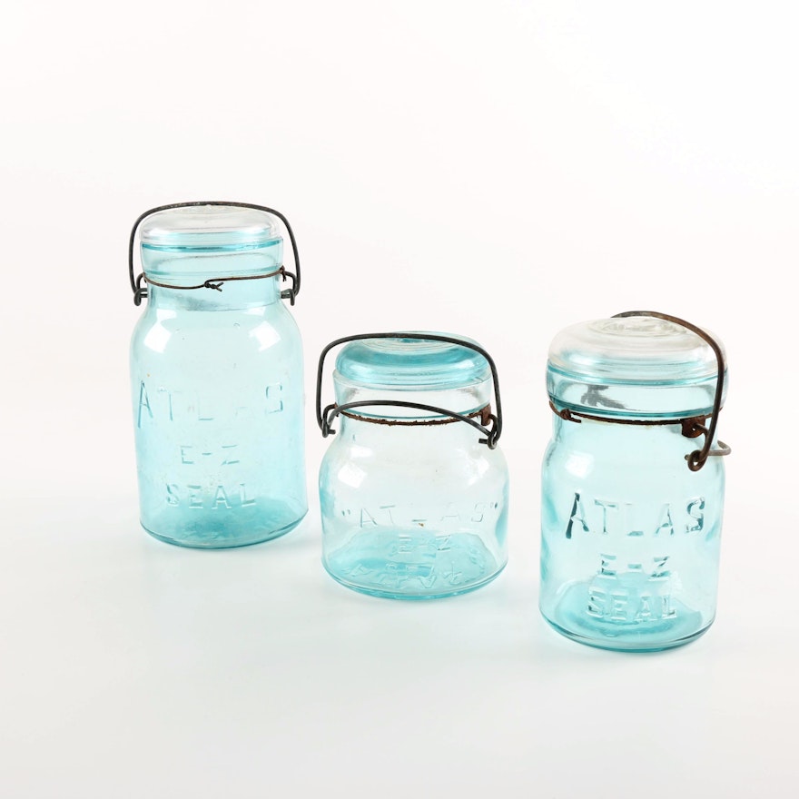 Blue Glass Atlas Jars