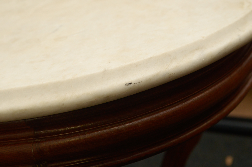Victorian Style Marble Top Walnut Table
