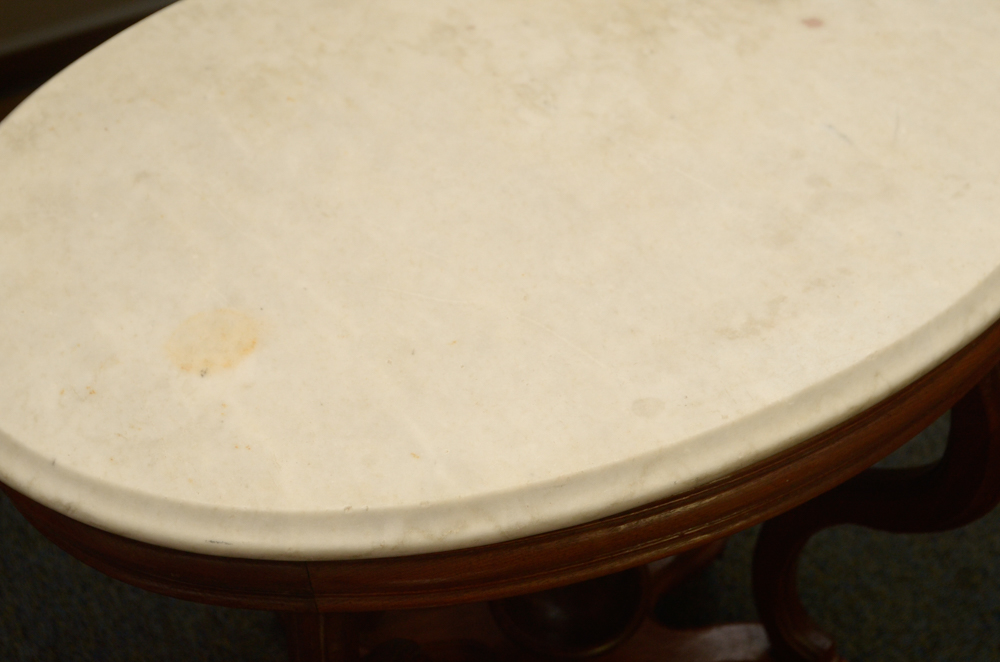 Victorian Style Marble Top Walnut Table