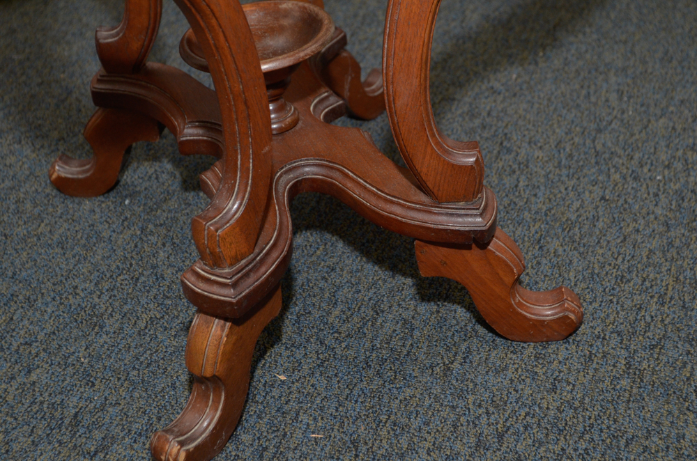 Victorian Style Marble Top Walnut Table
