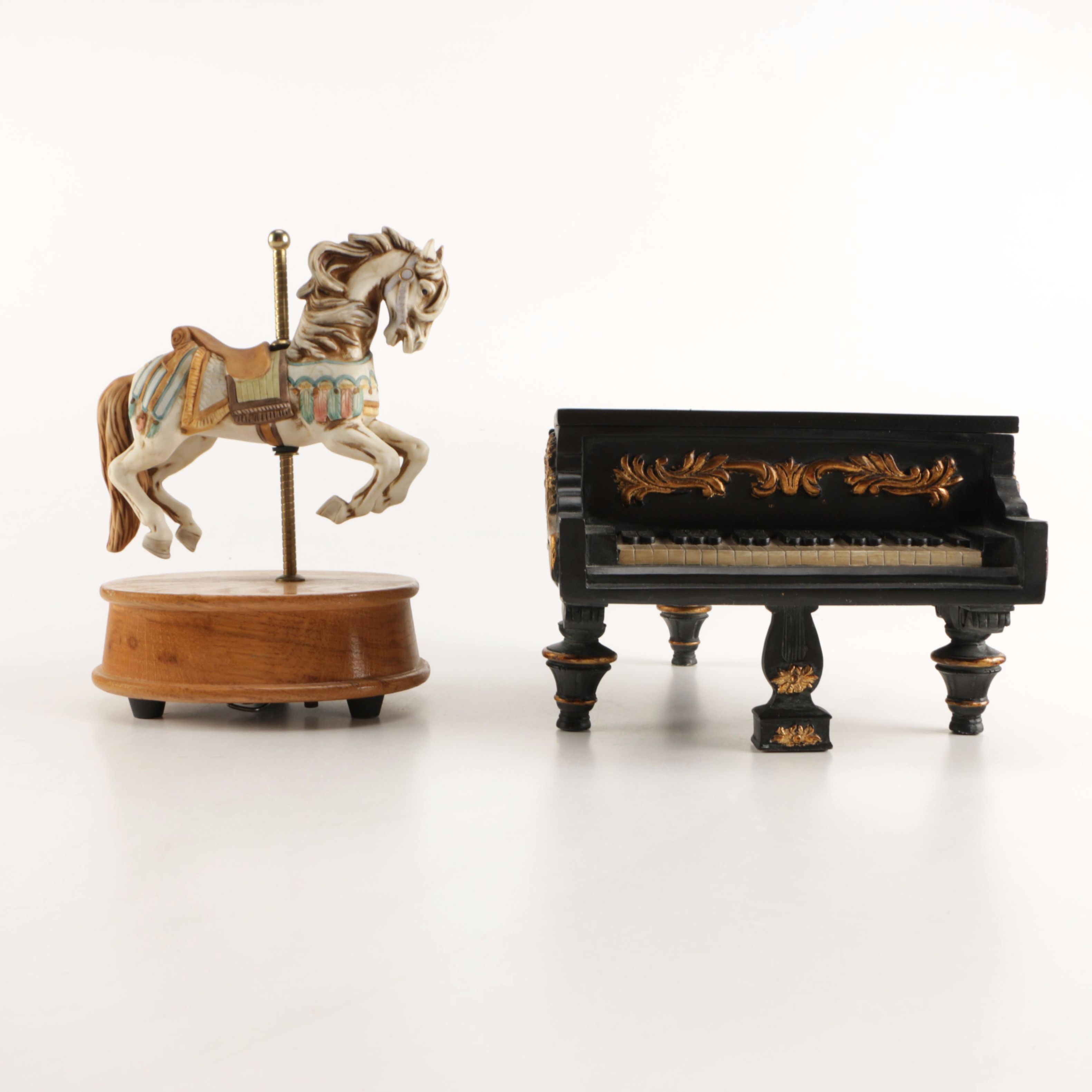Carousel Horse and Baby Grand Music Boxes