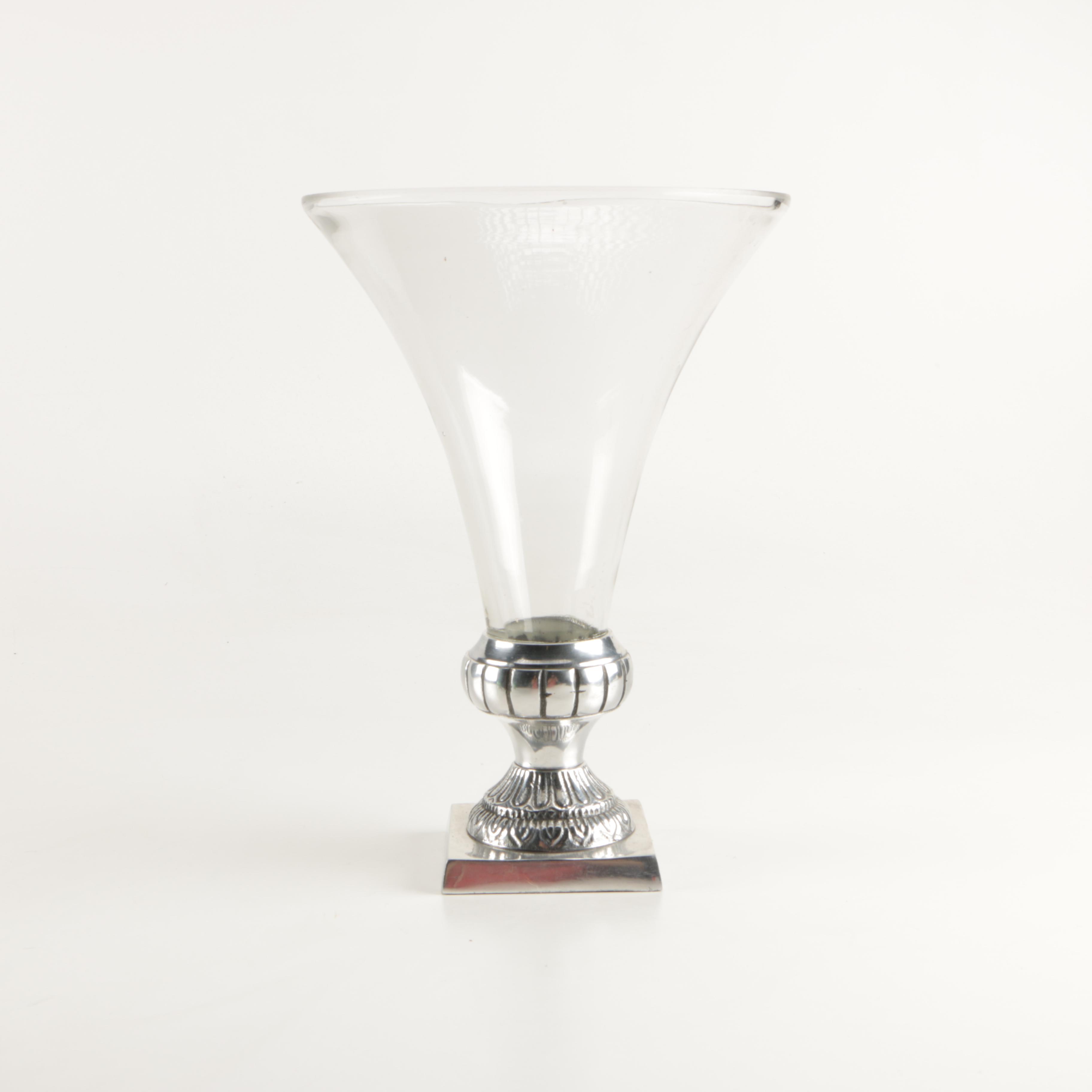 Two Glass and Metal Vases