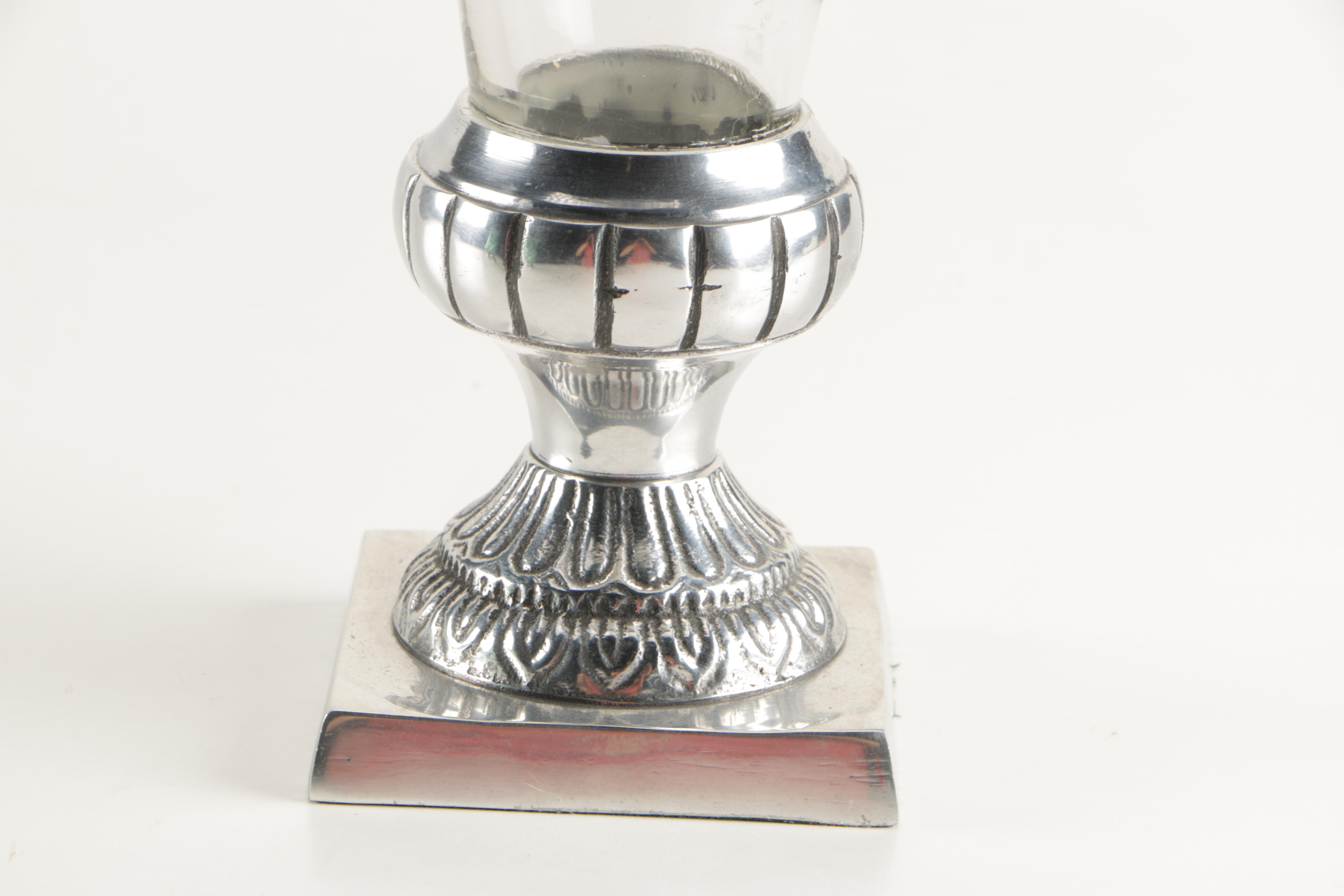 Two Glass and Metal Vases