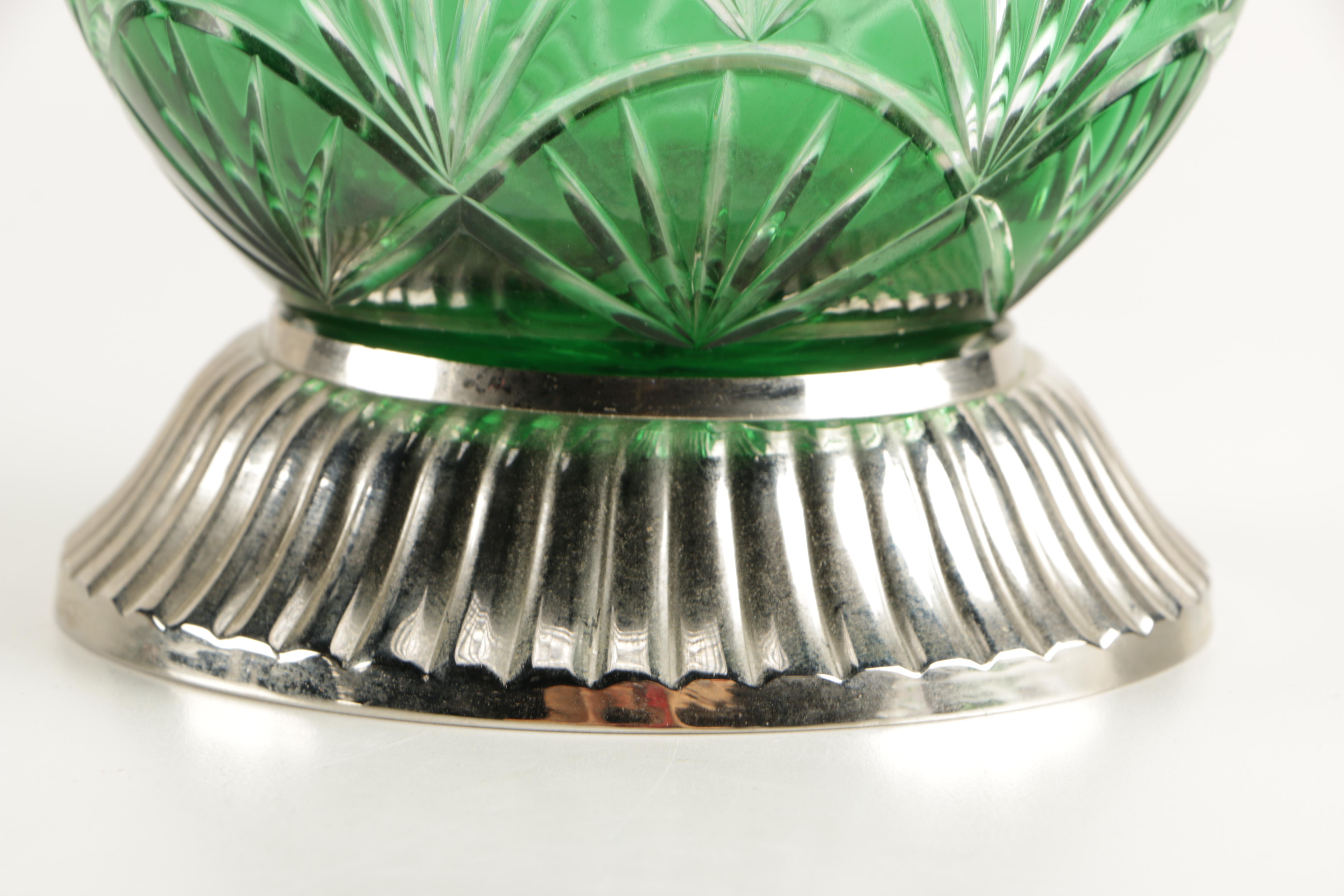 Two Glass and Metal Vases