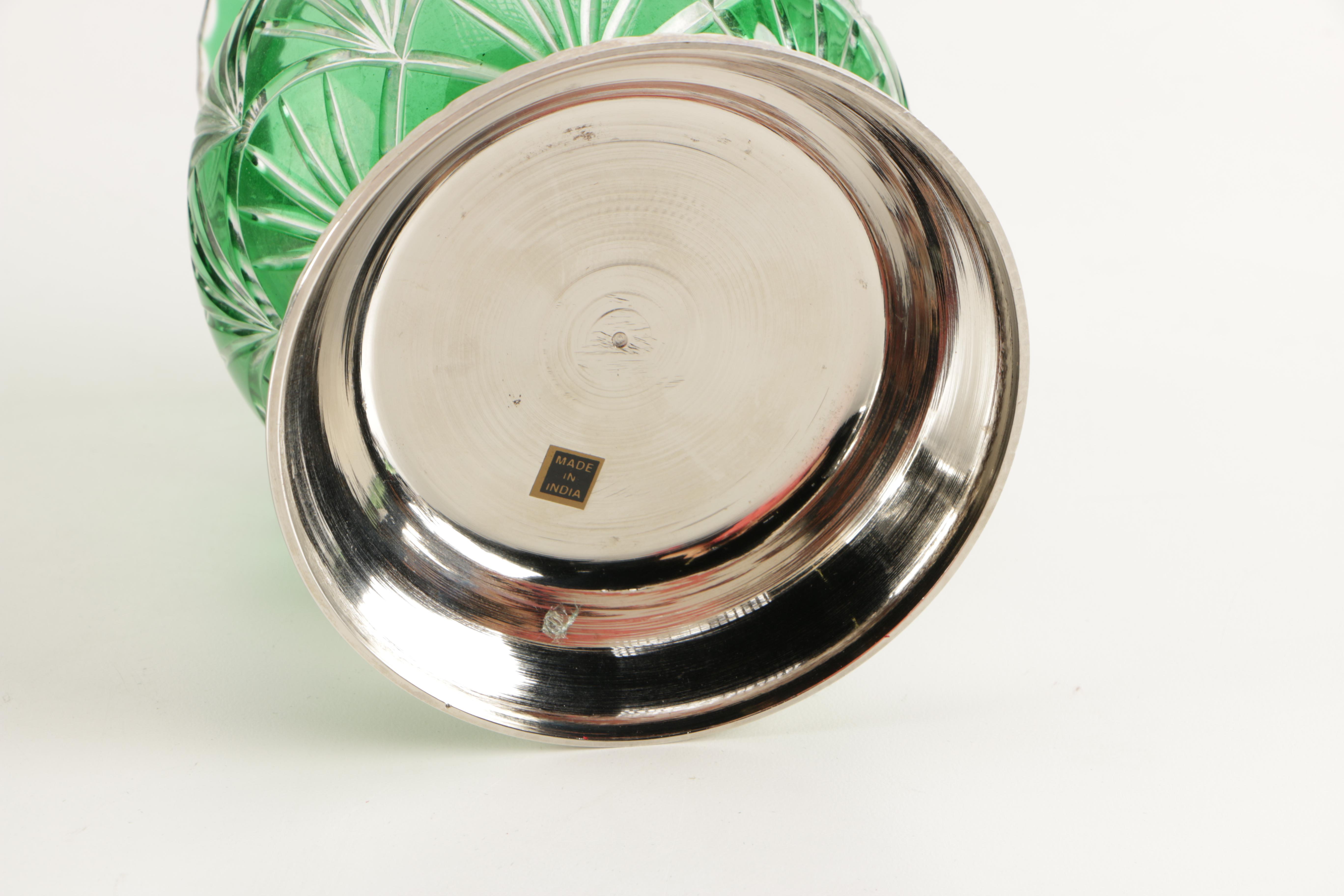 Two Glass and Metal Vases