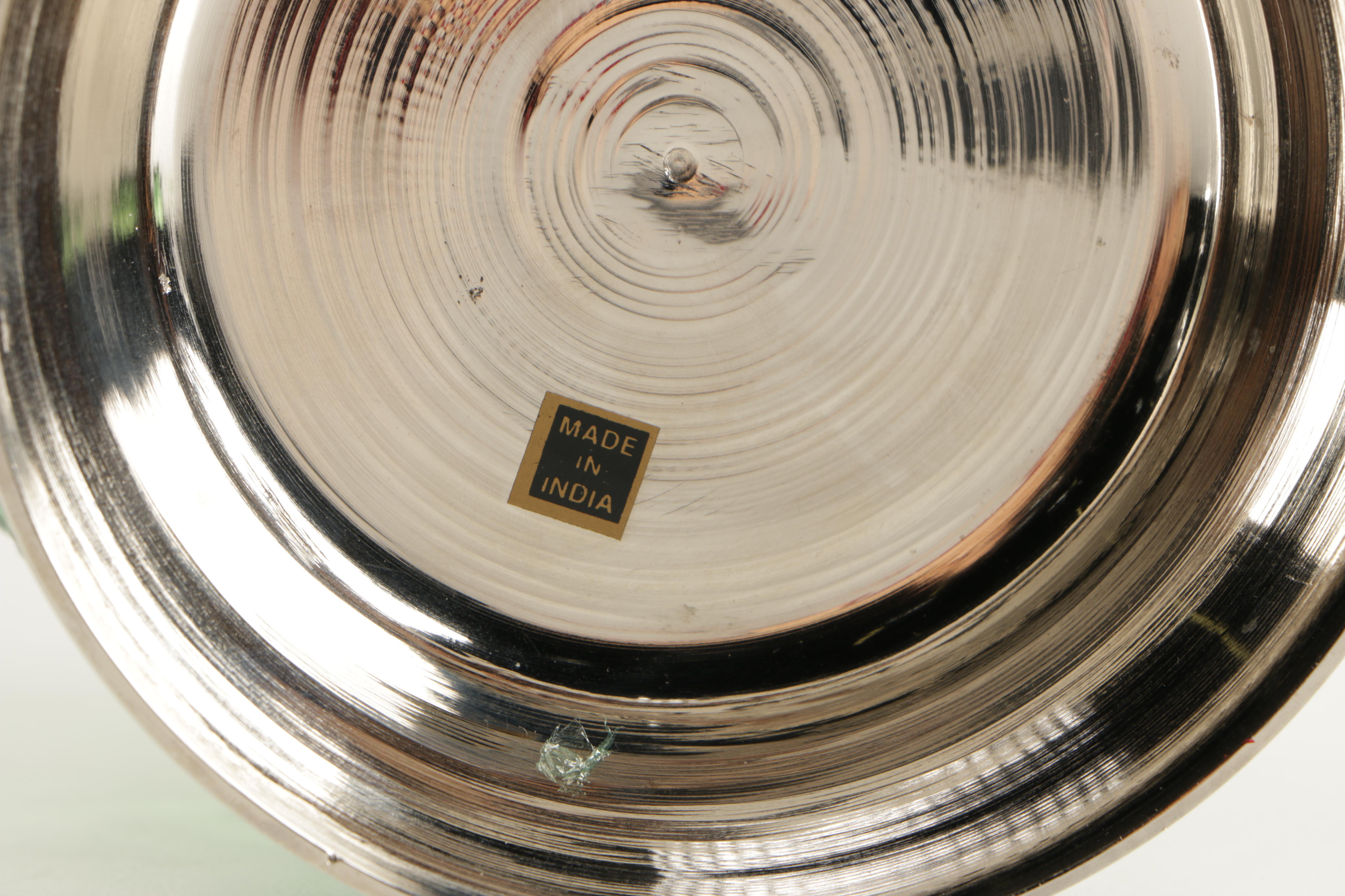 Two Glass and Metal Vases